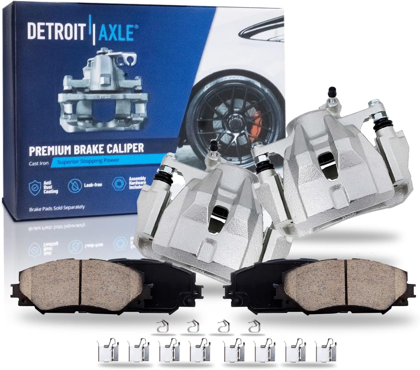 Detroit Axle - Front Brake Kit for Toyota Corolla Matrix Pontiac Vibe Scion xD Disc Brake Calipers w/Brackets Ceramic Brakes Pads w/Hardware 2009 2010 2011 2012 2013 2014 2015 2016 2017 Replacement