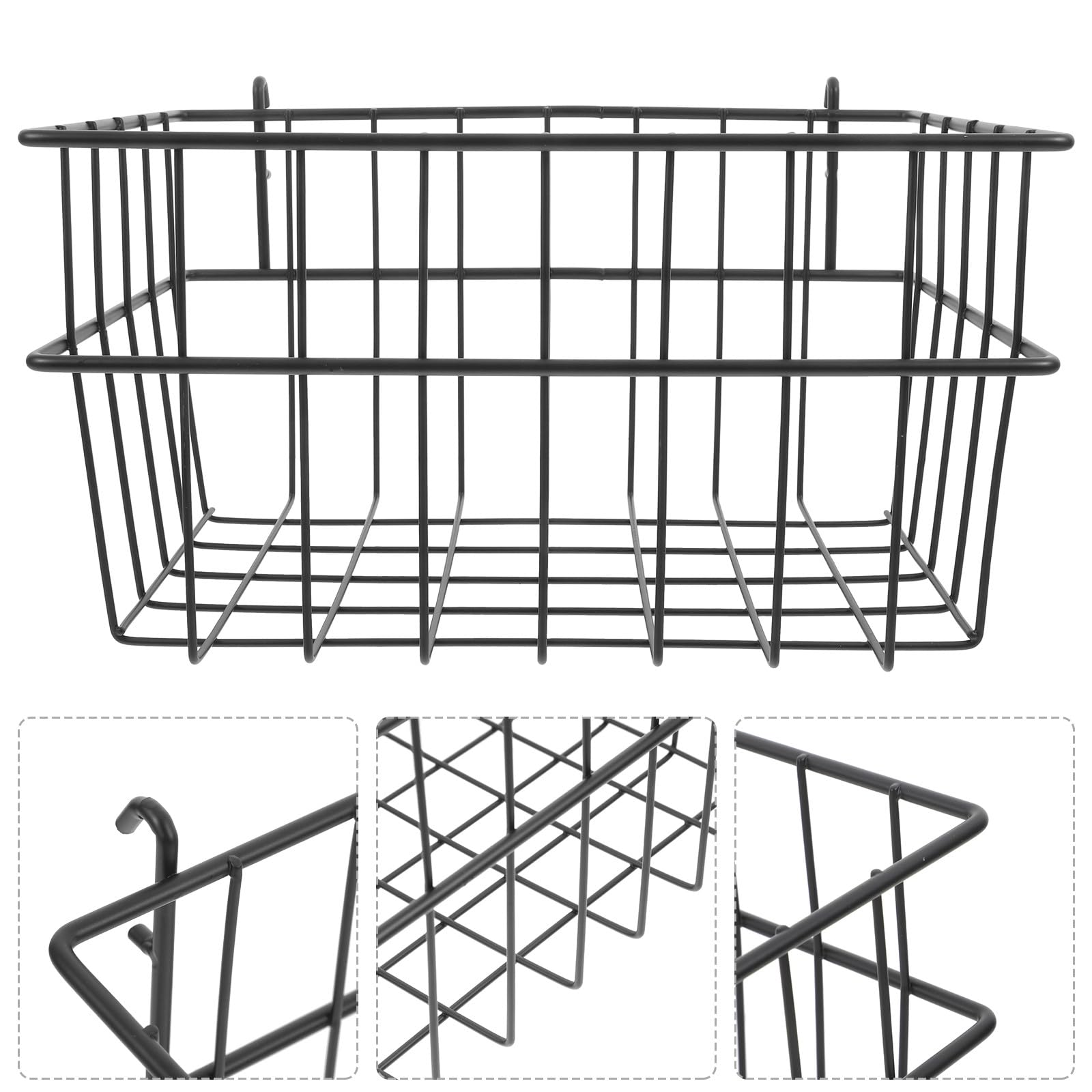 Cestas de Almacenamiento para Panel Perforado sin Taladro Organizador Metálico Negro Grande Cesta de Hierro para Garaje Cocina y Oficina Accesorios para Rack de Pared