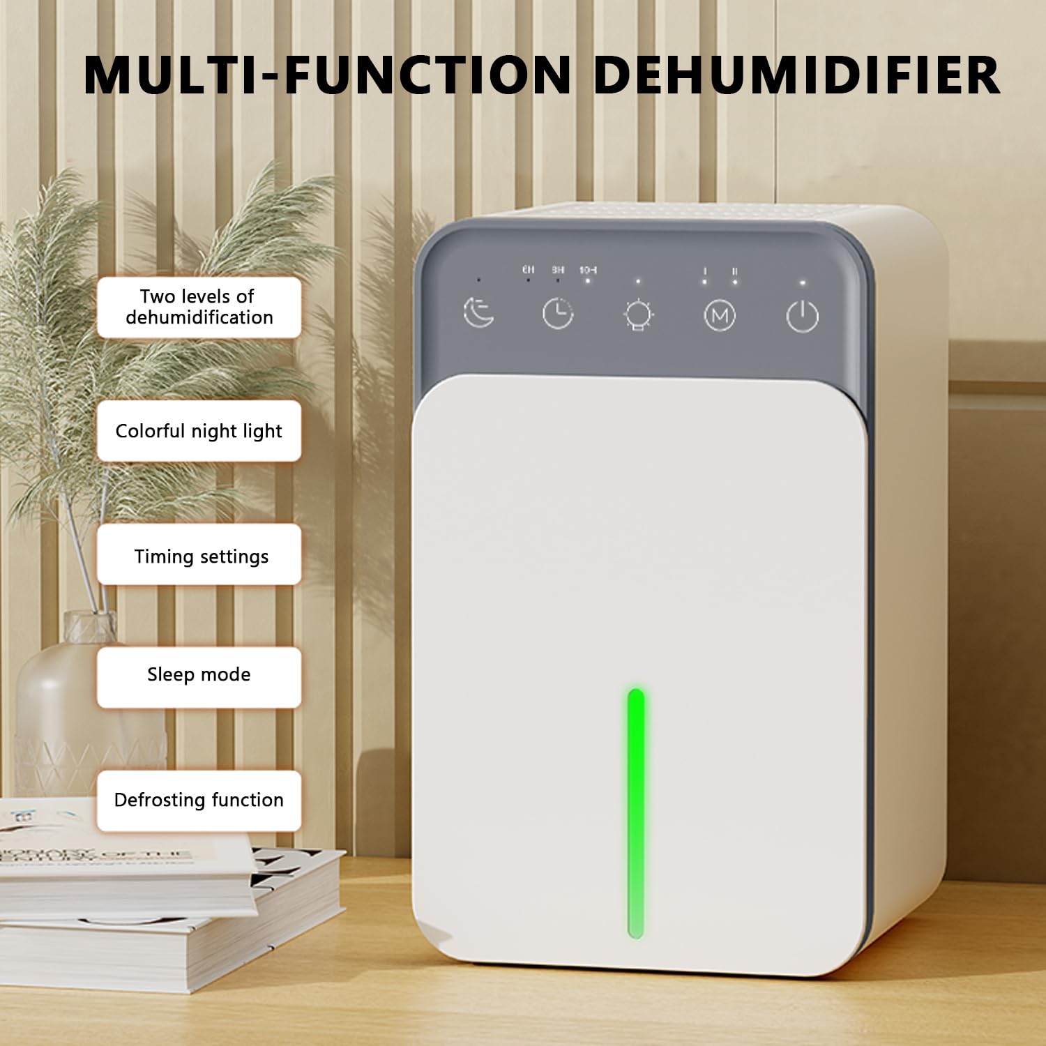 Deshumidificador eléctrico, 1200 ml, mini deshumidificador portátil con modo de suspensión, temporizador, apagado automático y luz ambiental RGB, para dormitorio, baño, armario, armario