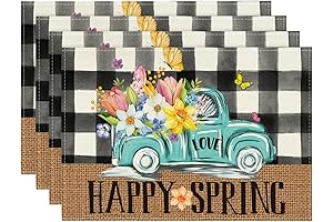Artoid Mode Truck Flowers Happy Spring Placemats