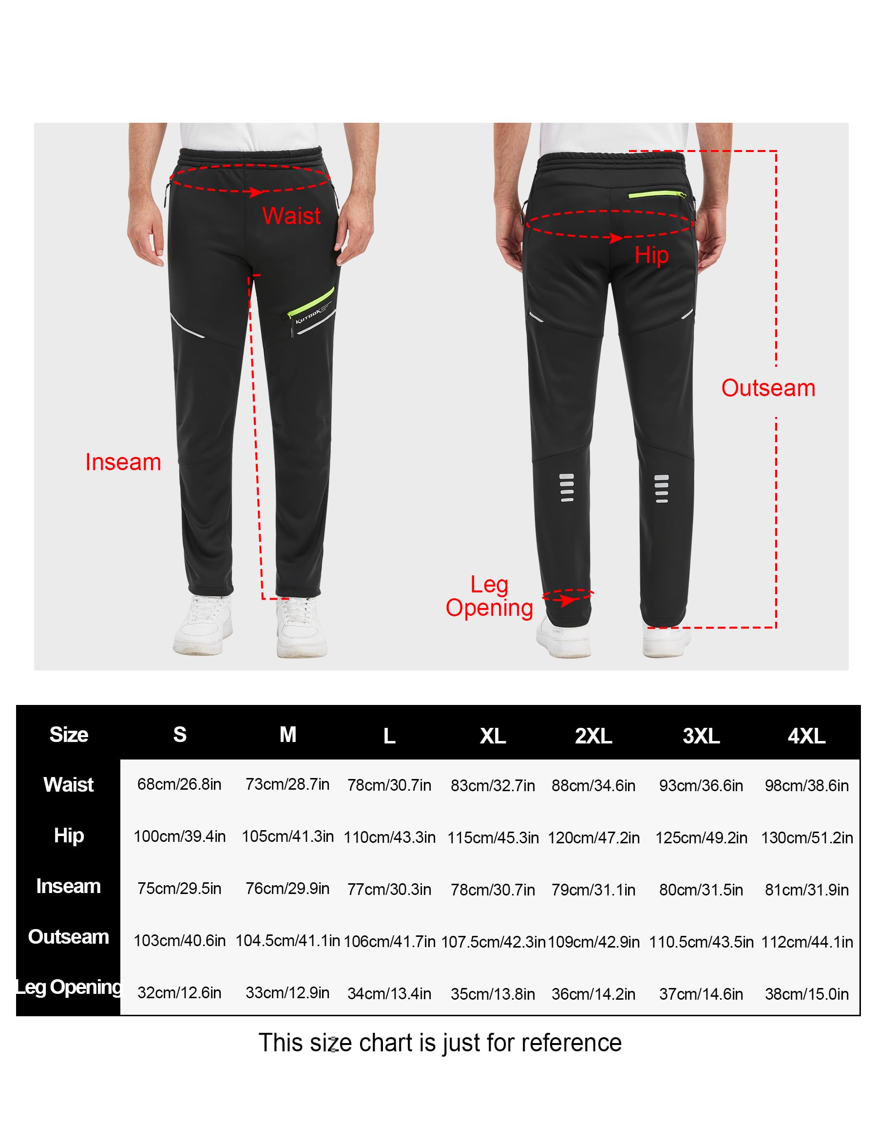 KUTOOK Pantalones Térmico de Ciclismo para Hombre Invierno con Forro Polar Elástico Pantalones de Bicicleta