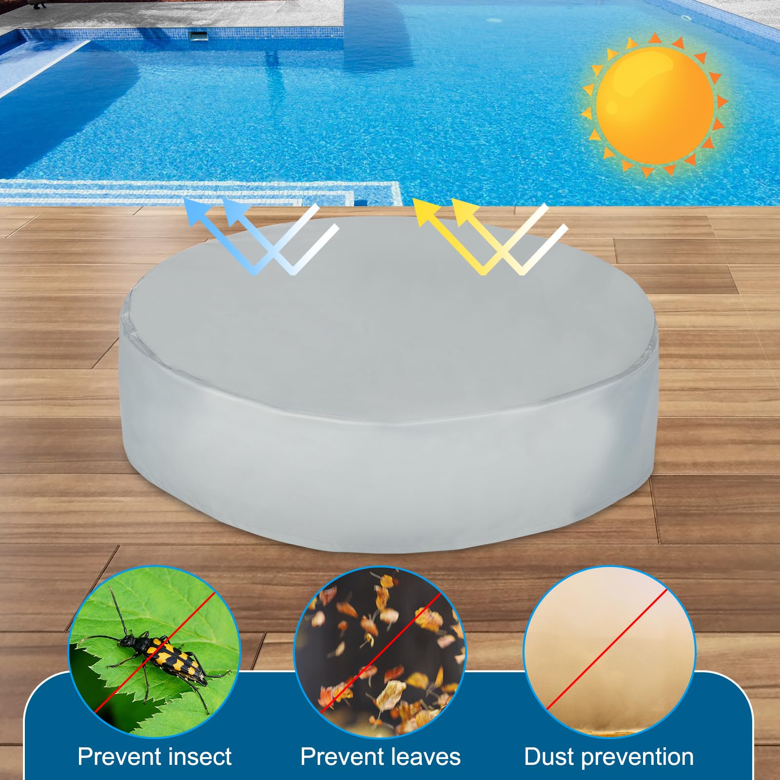 Copertura per piscina rotonda, copertura per piscina pieghevole per animali domestici,Copertura da bagno per piscina per cani - Copertura protettiva