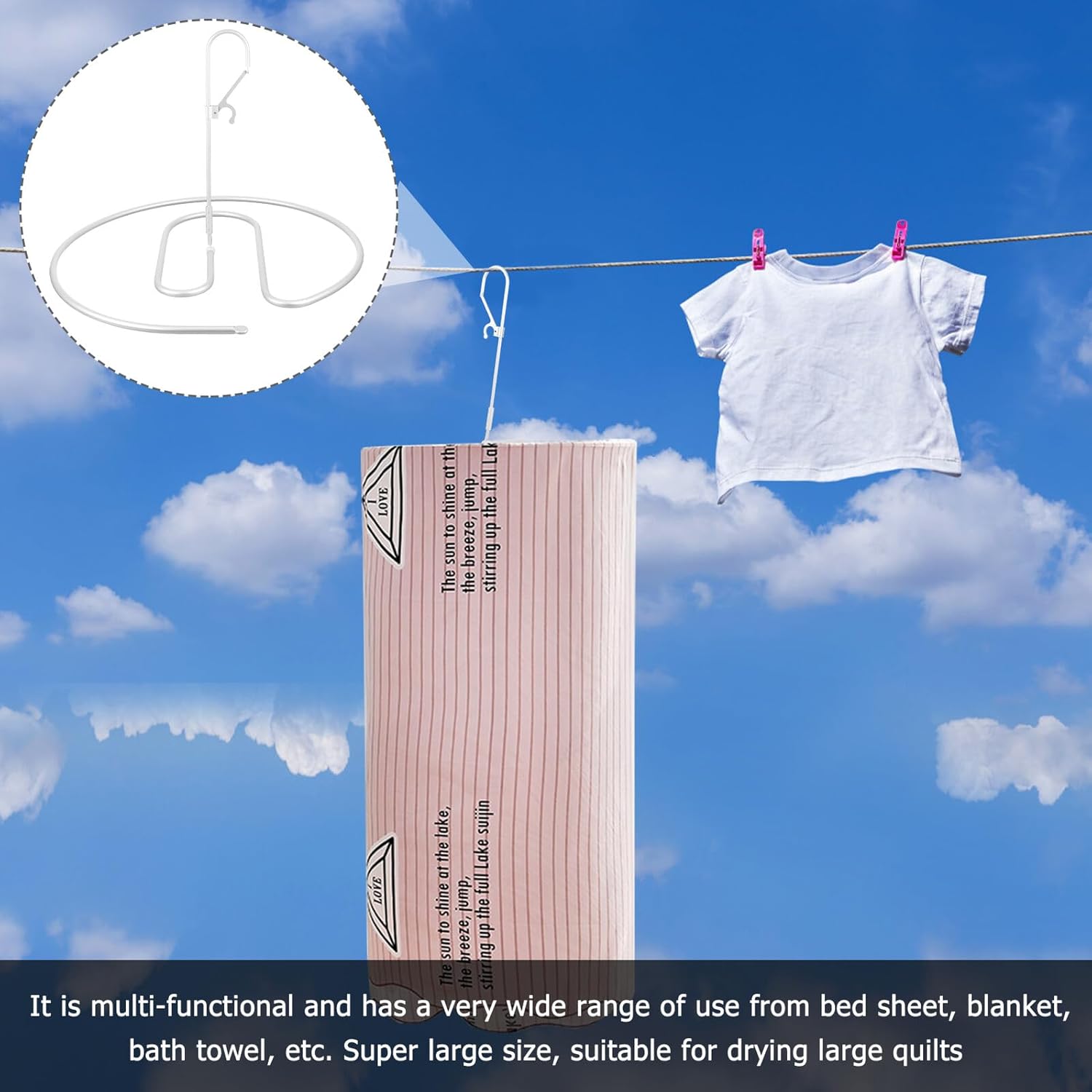Windproof Spiral Laundry Drying Rack Silver Bed Sheet Drying Hanger Indoor Outdoor Rotatable Clothes Dryer for Home Balcony
