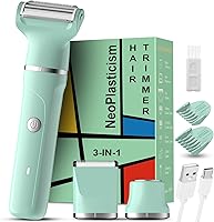 AREYZIN 3-in-1 Bikini Trimmer for Women - IPX7 Waterproof Electric Shaver for Pubic Hair, Face, Legs & Body, USB-C Rechargeable, Green