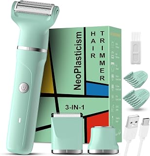 AREYZIN 3-in-1 Bikini Trimmer for Women - IPX7 Waterproof Electric Shaver for Pubic Hair, Face, Legs & Body, USB-C Rechargeable, Green