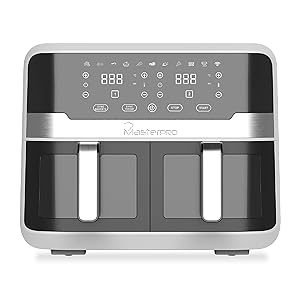 MasterPro Rocket Duo 900 - Freidora de Aire Doble de 9 litros y 2400w - Control De Tiempo Y Temperatura - Pantalla Digital - Cestas De Aluminio Fáciles De Limpiar – Control Desde Smartphone – Airfryer