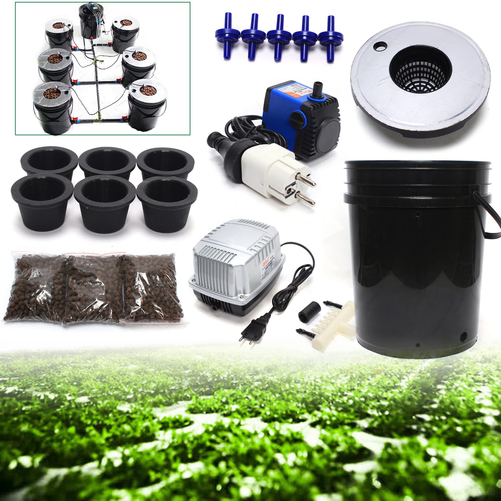 DWC Hydrokultur Grow System Kit 20L x 7 Bucket Indoor Hydroponic Cultivation System