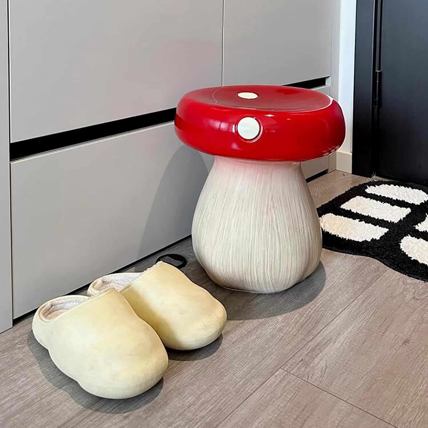 Mushroom Stool,Mushroom Side Table,Mushroom Foot Rest Stool,Small Coffee Table for for Makeup Living Room Bedroom Garden Ottoman(32x32x35cm(13x13x14inch), Red)