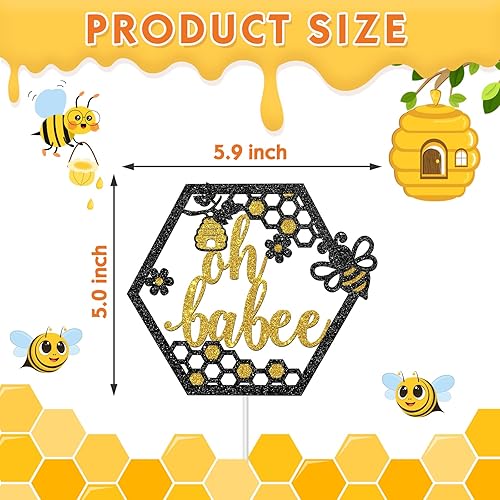 Miniatura 2 de Oh Babee - Decoración de pastel con temática de abeja, decoración de fiesta de cumpleaños y baby shower, letrero de abeja de miel para bebé primer
