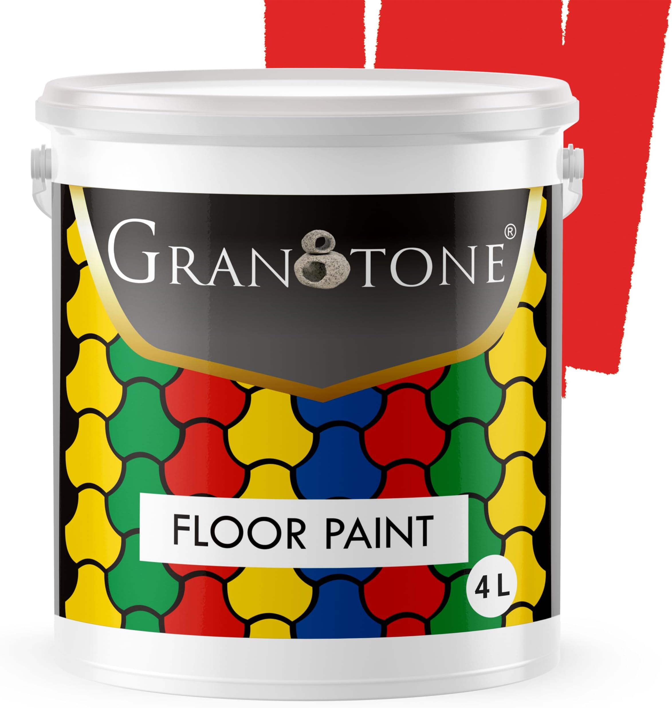 GRANOTONE Floor Paint 4 Litre Signal Red Colour Polyurethane and Acrylic Polymer Based Concrete Sealer Anti Slip Thick and Durable for Cement Floor and Tiles Made in India