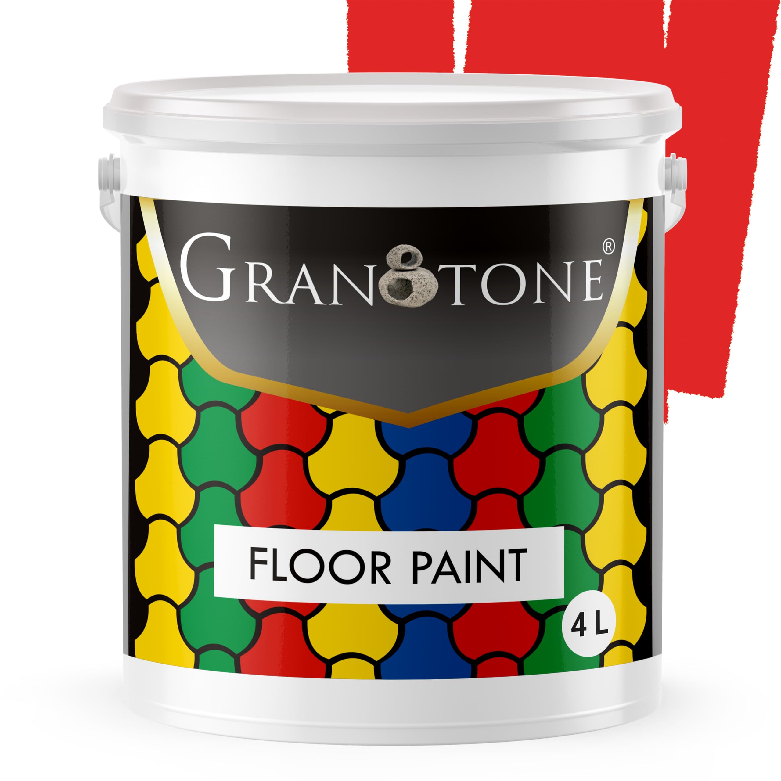GRANOTONE Floor paint for cement floor and tiles, Polyurethane and Acrylic Polymer Based Concrete Sealer, Anti-Slip, Thick & Durable tile paint 4 L,SIGNAL RED