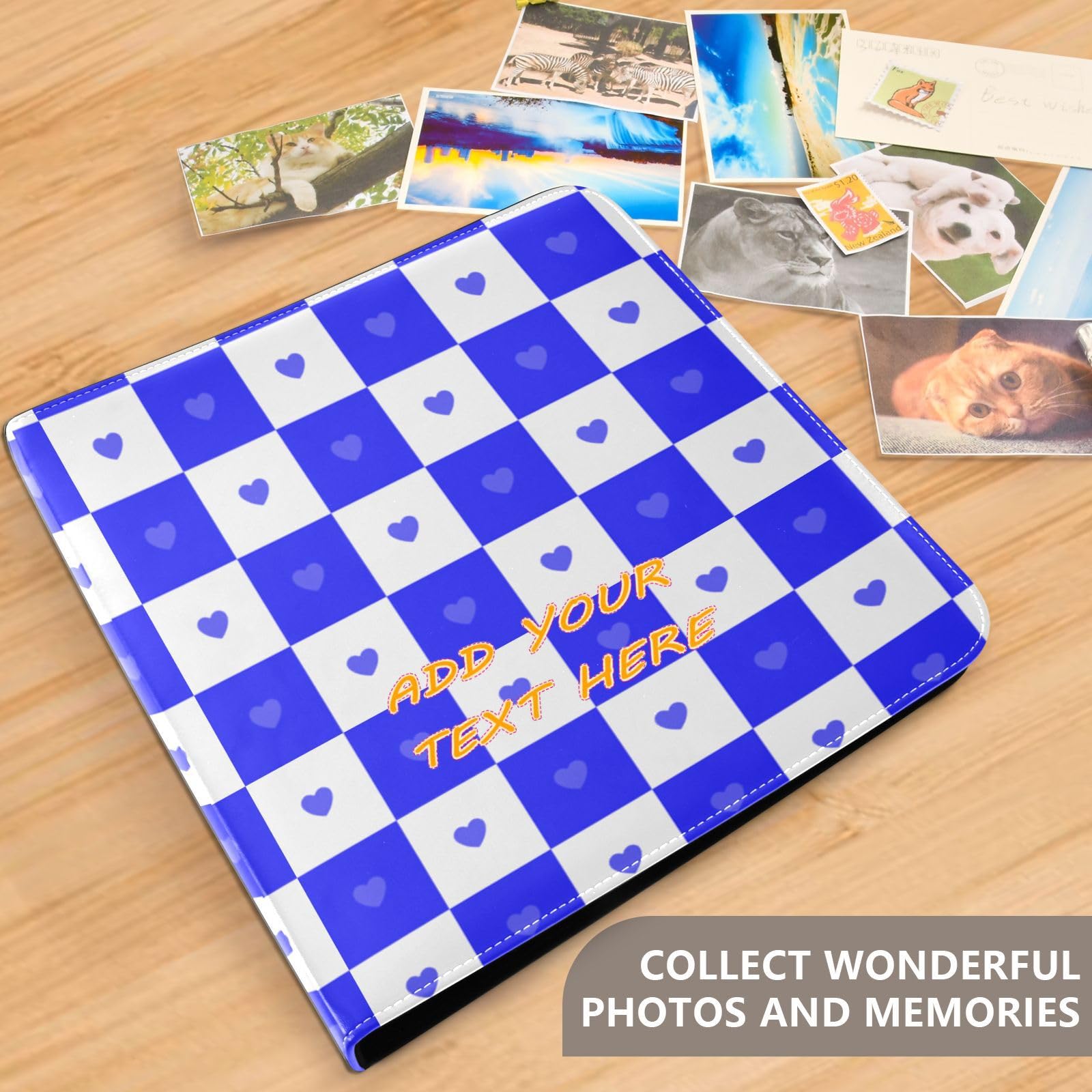 Buffalo Plaid Check White Blue Heart spersonalizowane albumy fotograficzne książka samoprzylepne strony spersonalizowane albumy fotograficzne albumy rodzinne do zdjęć 2 szt. 4 x 15 cm zdjęcia
