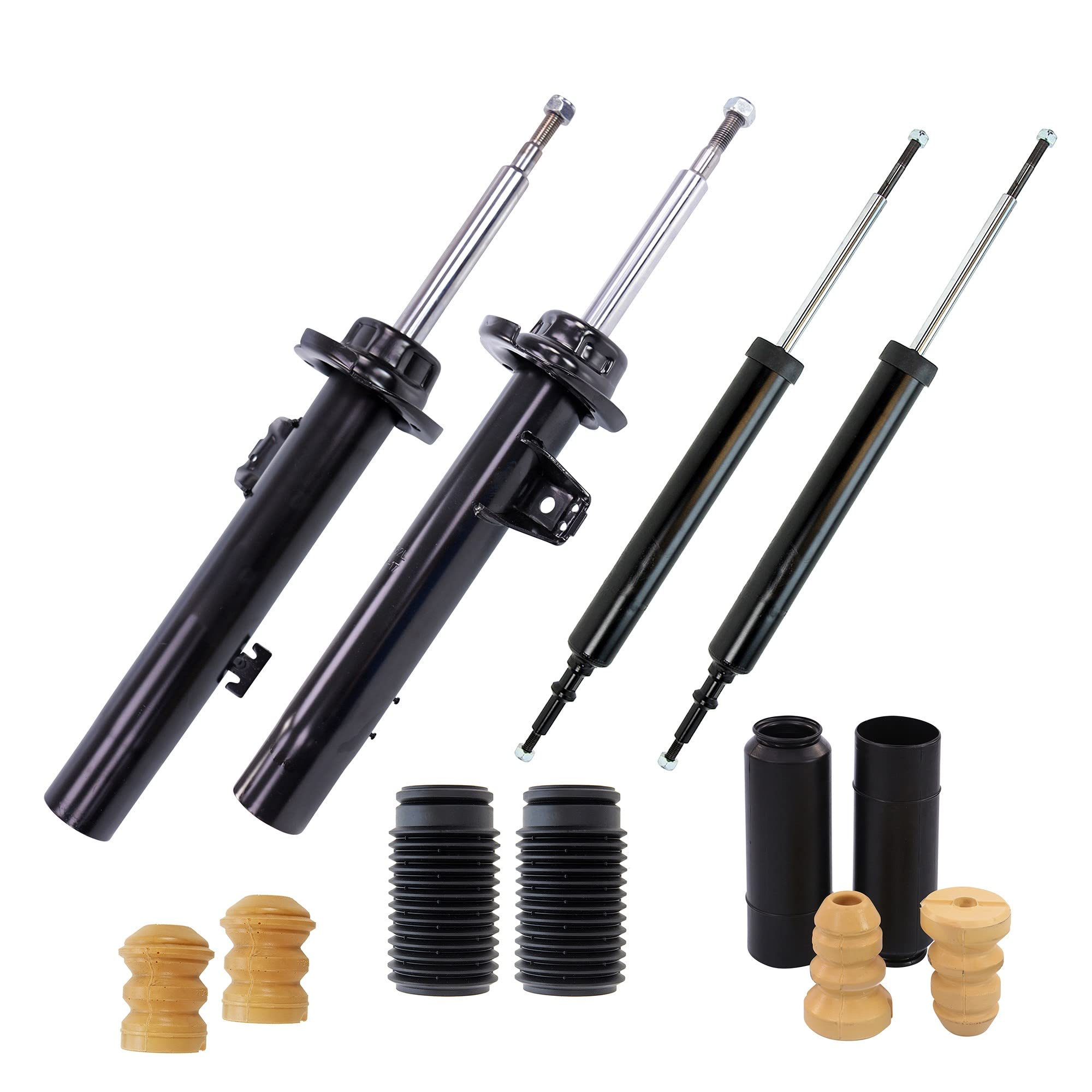 BESTPRICE 4x ammortizzatori a gas a pressione anteriori e posteriori, incluso il set di supporti e parapolvere, compatibili con BMW Serie 3 (E90, E91, E92, E93)