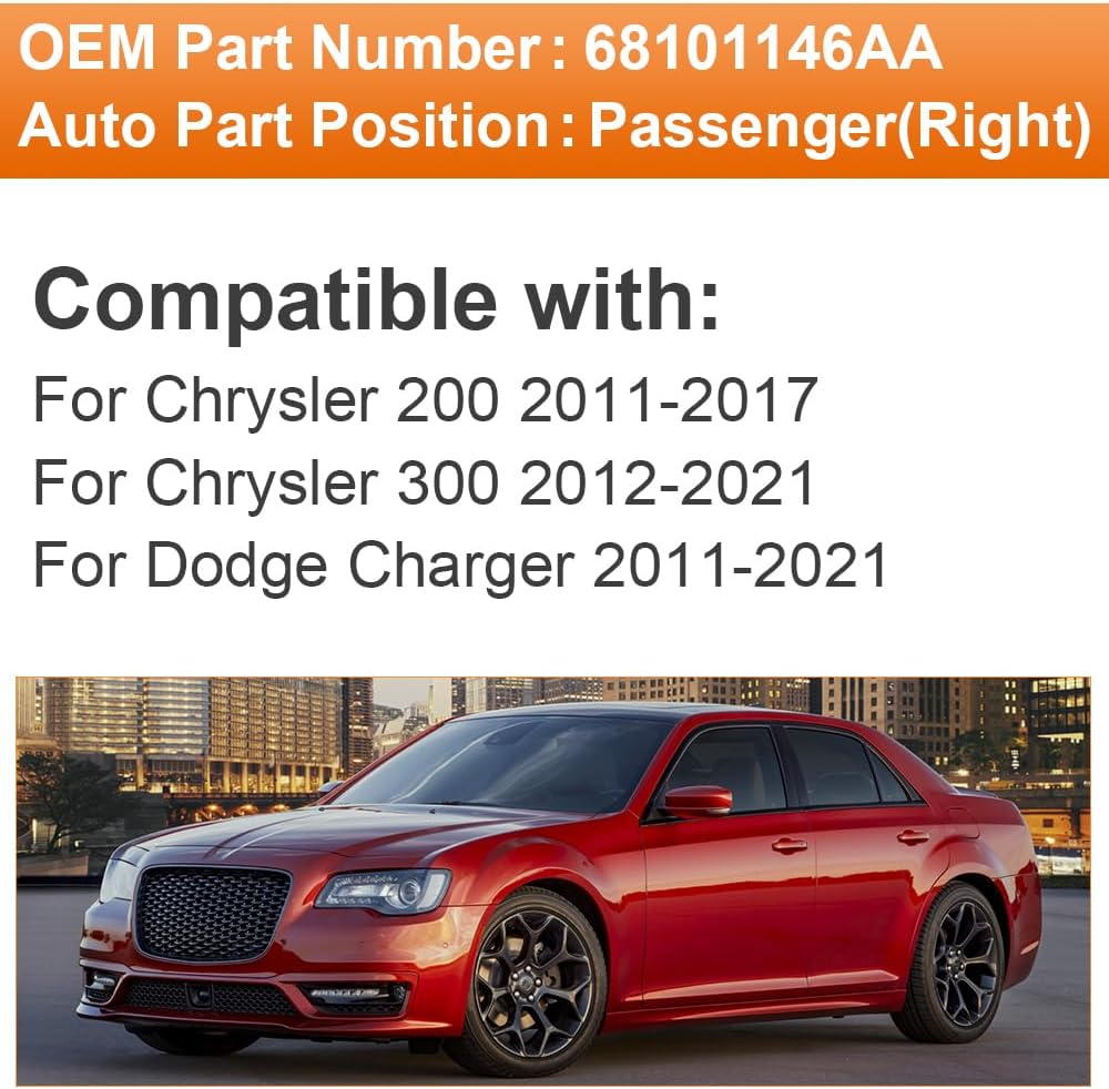 Senzeal Passenger Side Heated Mirror Glass Replacement for Chrysler 200 2011-2017 Chrysler 300 2012-2021 Dodge Charger 2011-2021 Replace 68101146AA (Right Side) Passenger Side (Right)