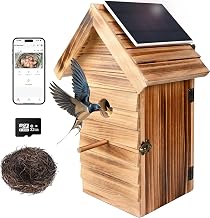 Smart Bird House with Camera, 2.4G WiFi & App Alerts, 160° Wide View 1080P HD Wireless Birdhouse, Auto Capture Bird Video & Motion Detection, Smart Bird House Camera Solar Powered (Dark, Normal)