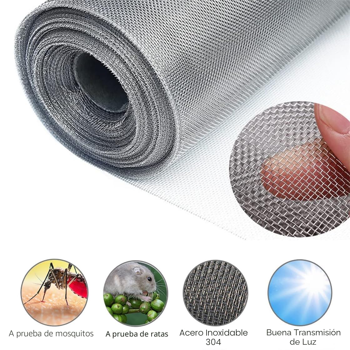 Malla de Alambre 30 Mallas Malla Metálica Fina Malla Tela de Acero Inoxidable 304 Tamaño de Malla Para Insectos Roedor Filtro Grill 30x120cm
