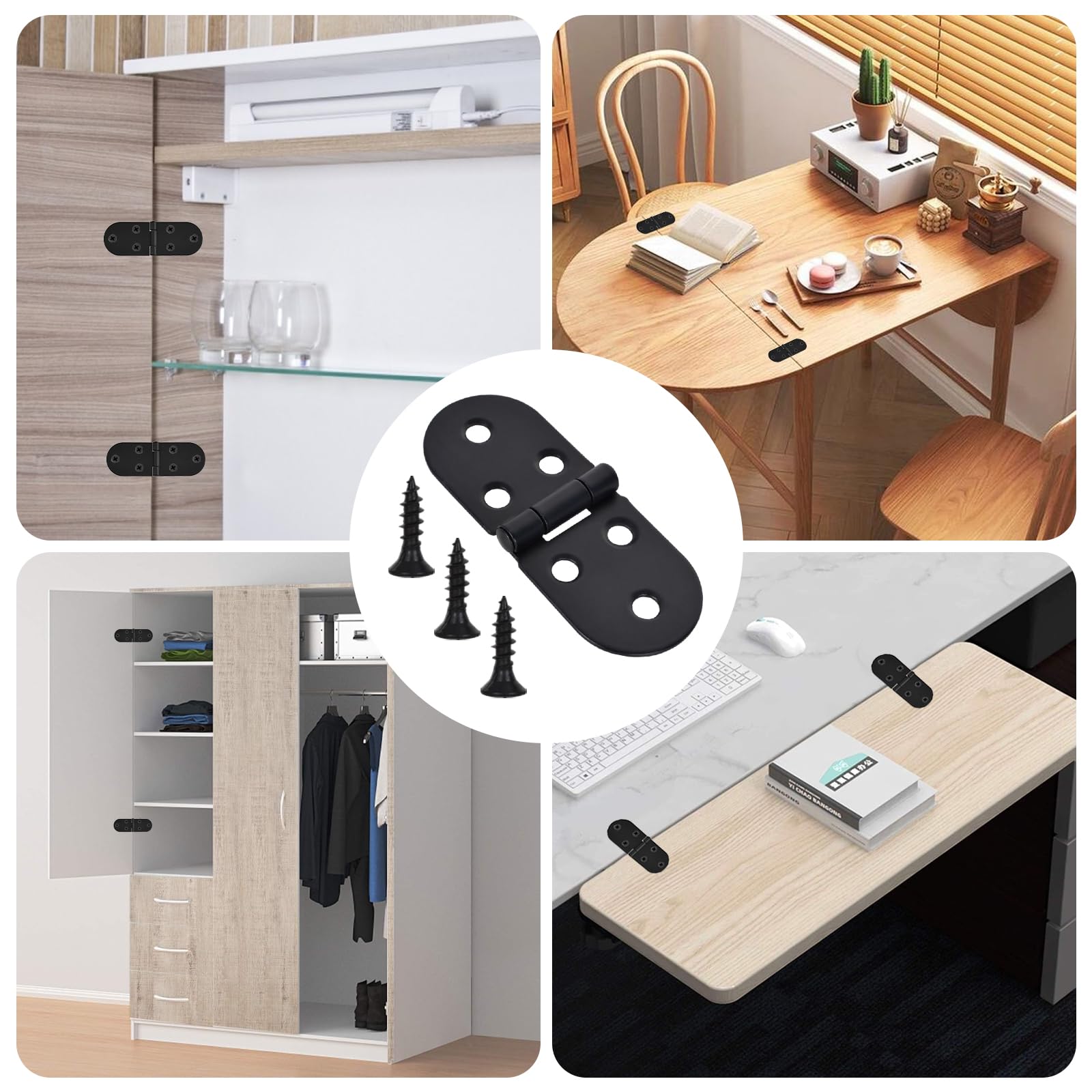 10 Charnière Inox Et Vis, Montage Facile Et Solides, Pour Table Pliante, Porte De Placard Trappe Fenetre Bateau Maison 93198385