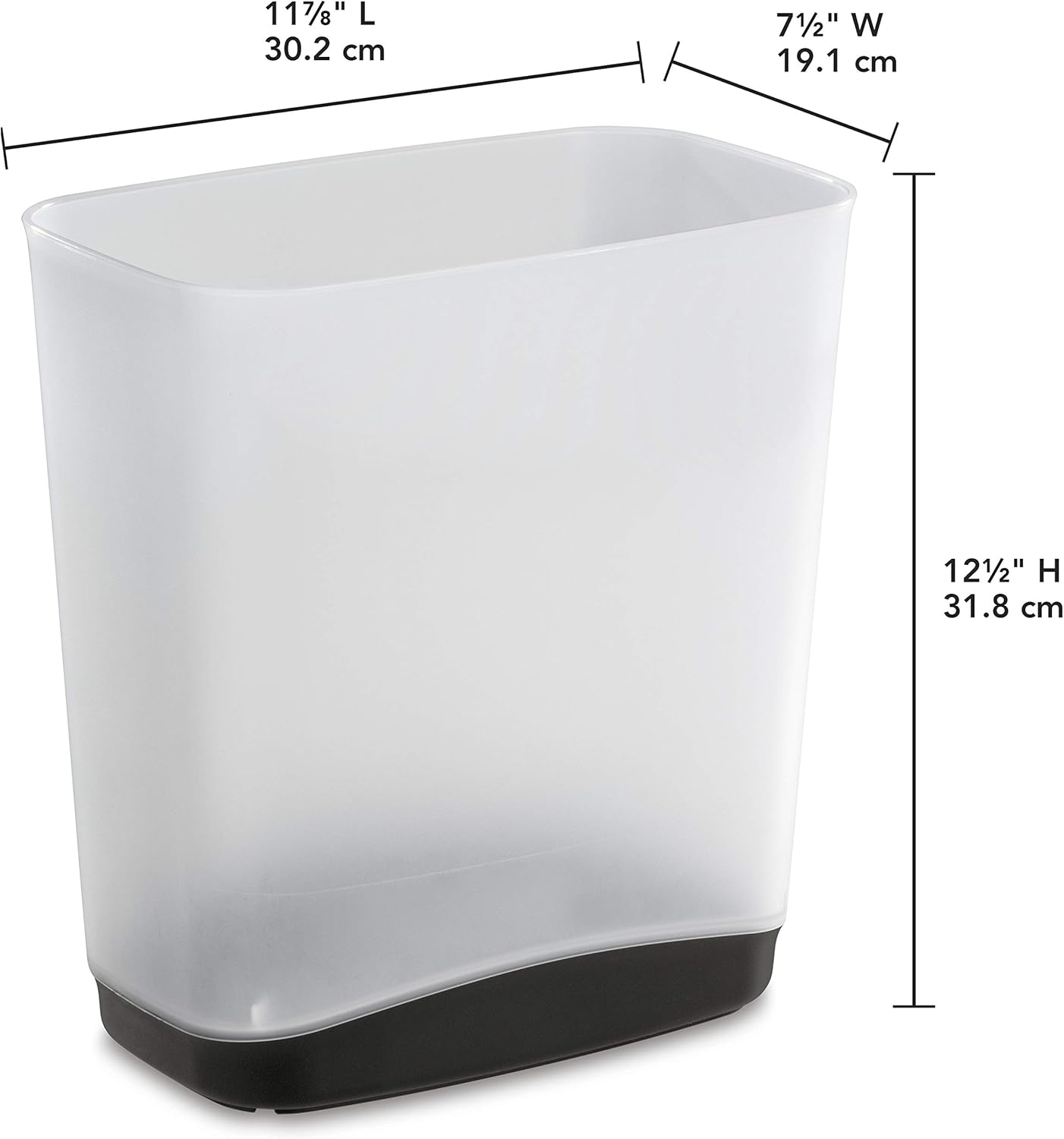 Sterilite 3.3 Gallon Slim Waste Basket Wastebasket, Small, Clear with Flat Gray base