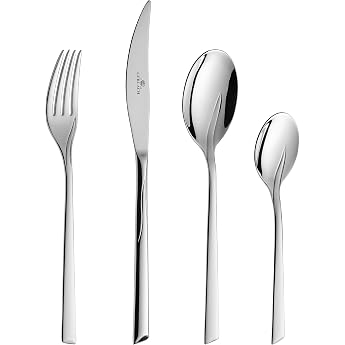 Gerlach Flames Cutlery Set for 6 People Dishwasher Safe Cutlery Stainless Steel Elegant Cutlery Knife Fork Spoon Teaspoon Cutlery Shiny Rustproof 30 x 27 x 5 cm Pack of 24