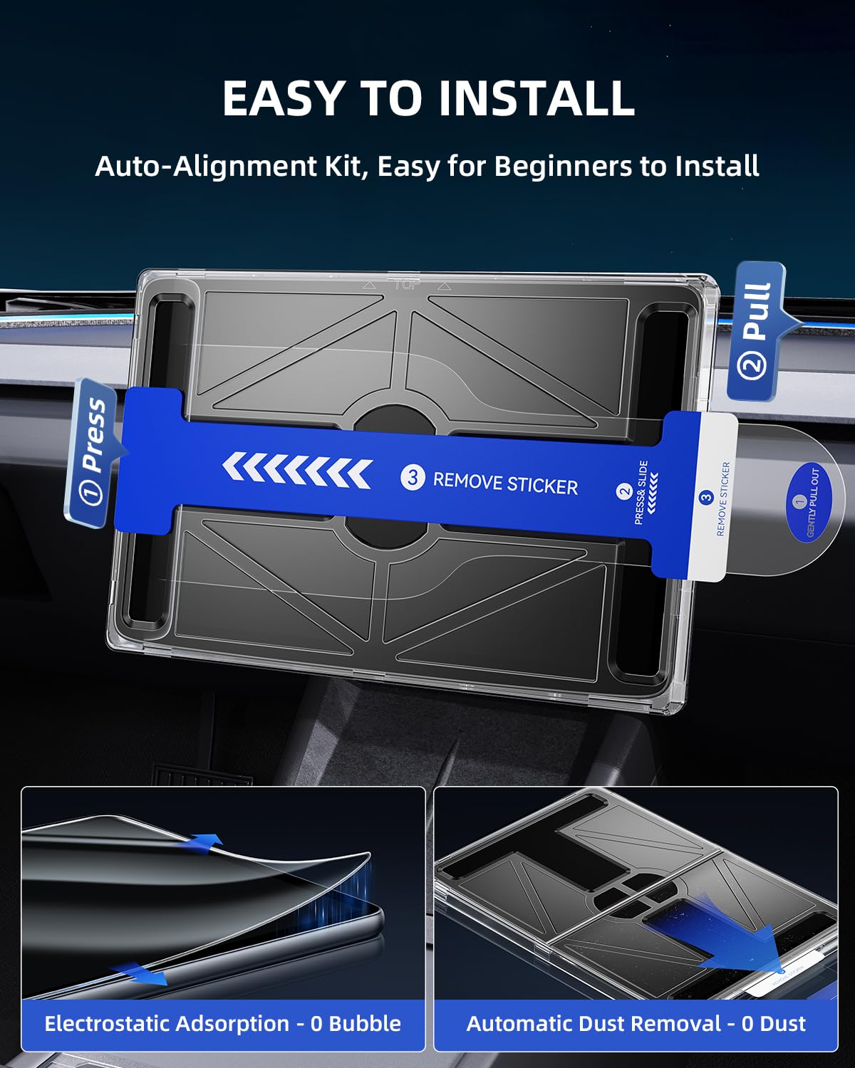 15,4"+8" Protecteur Ecran Mat pour Model Y 2025/3 2024-2026 | 2Pcs Film de Protection Écran Avant et Arrière, Model Y Juniper, avec Kit Alignement, 9H Verre Trempé, Tesla Model 3 Highland