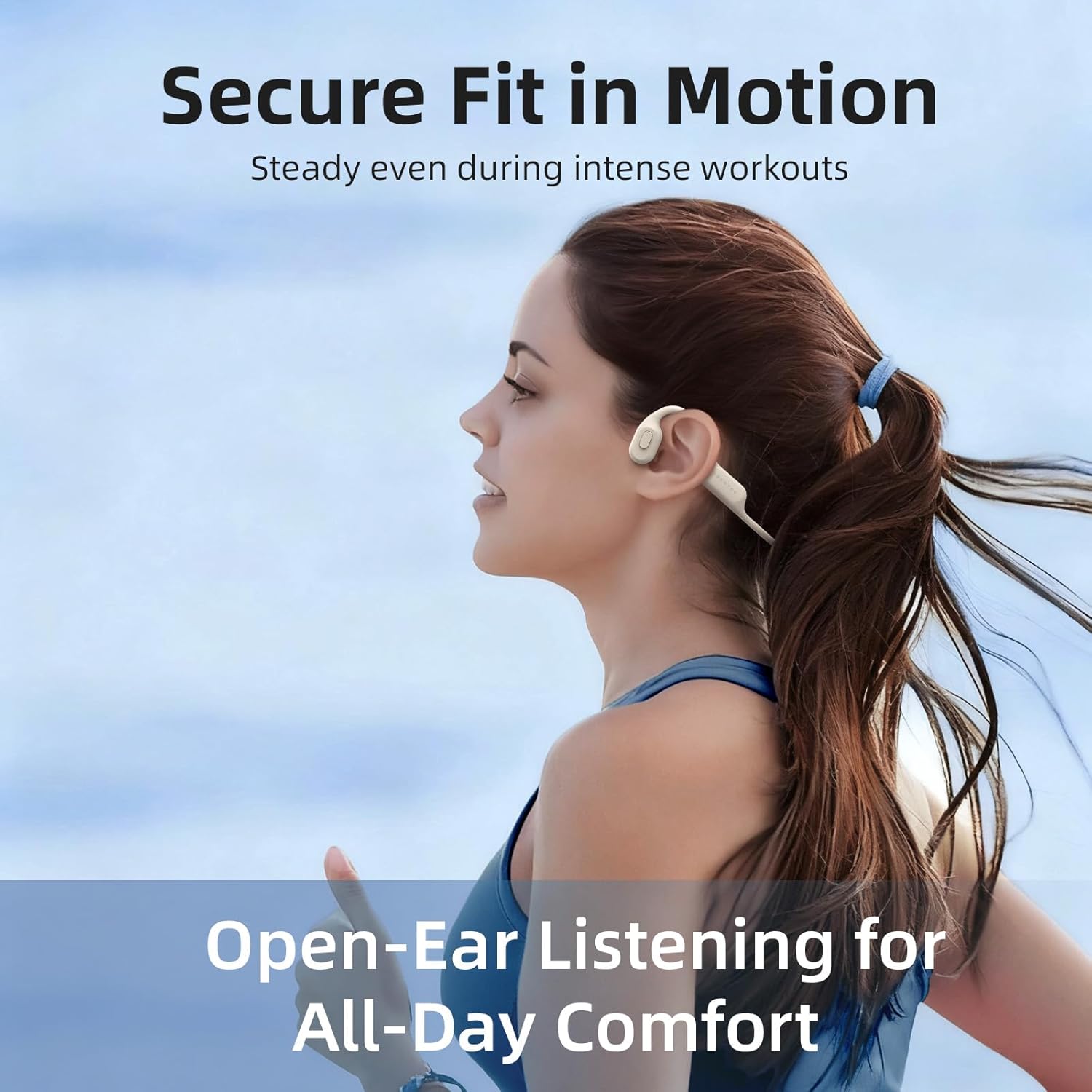 LYPERTEK Bone Conduction Headphones, Open-Ear Bluetooth Wireless Sports Headphones, IP68 Waterproof & Sweatproof for Running, Swimming Workout, Bluetooth 6.0 Headphones, S30 - Beige - Image 4