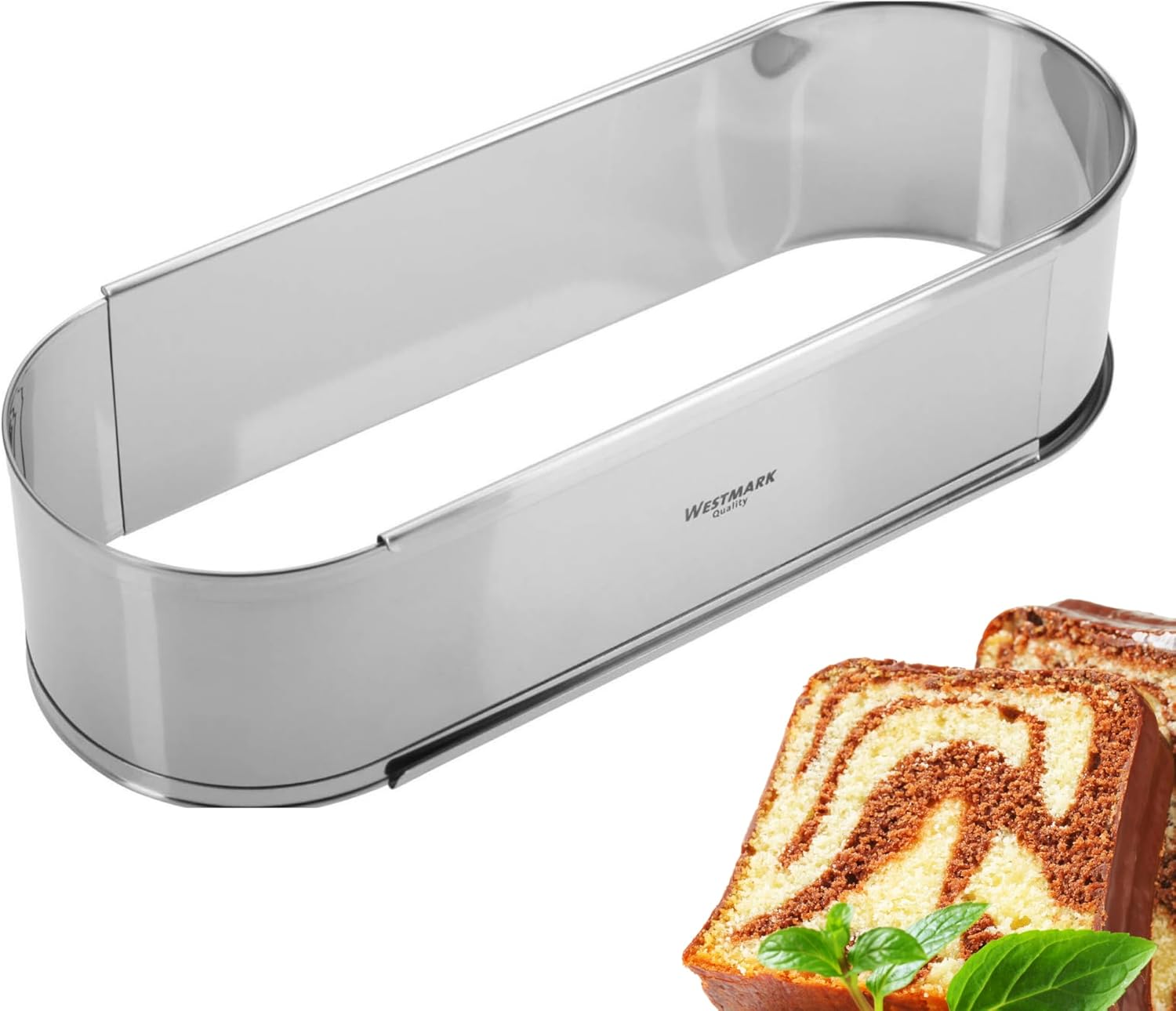 Westmark Oval baking tin- Perfect for Cakes and Breads No-Base Stainless Steel Extendable Bakeware, Stainless Steel