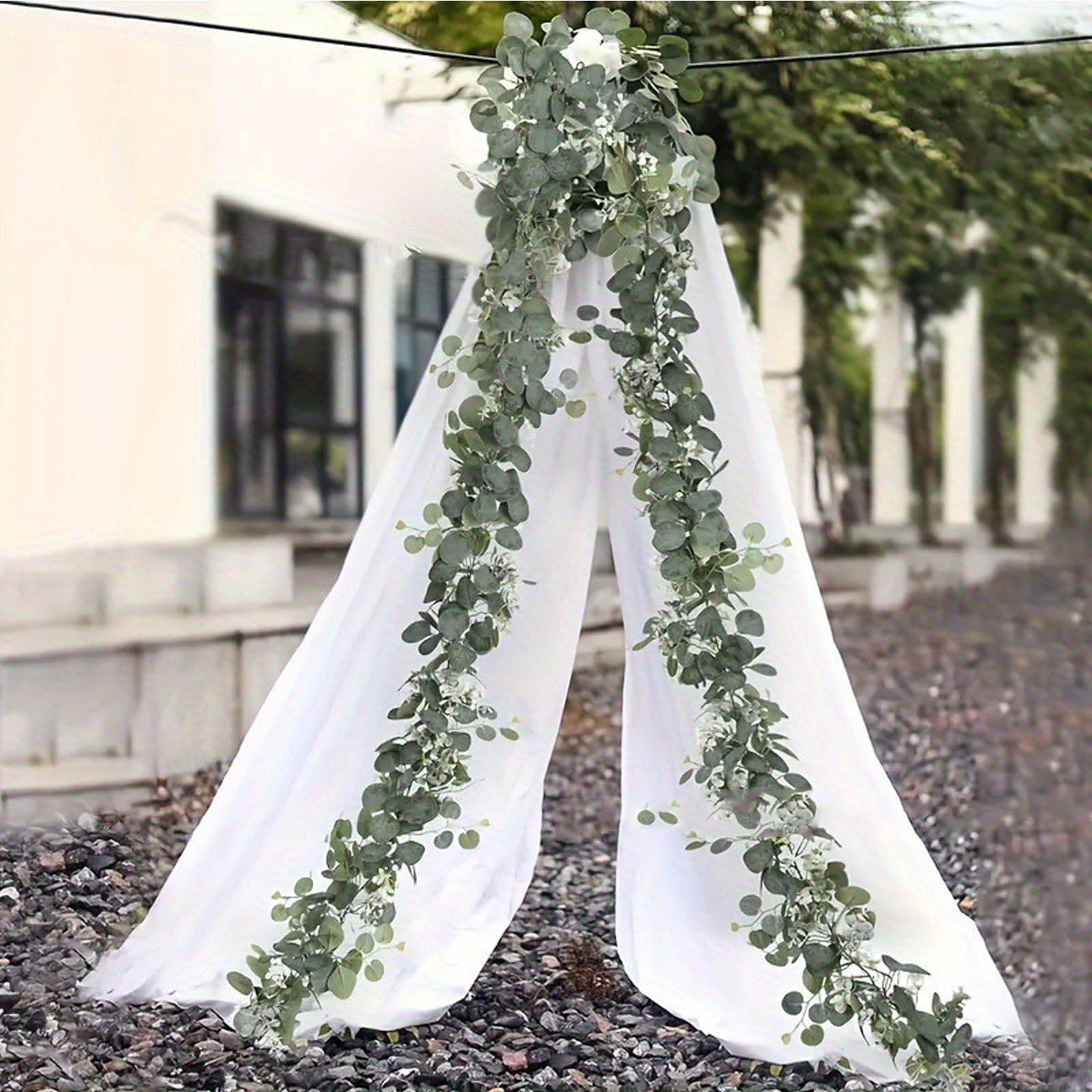 Ghirlanda di Eucalipto Artificiale 180cm, Eucalipto Artificiale Primavera Ghirlanda Verde Foglie di Pianta Artificiale Foglie Finte Realistiche per Decorazioni del Giardino Sfondo Muro Arco di Nozze