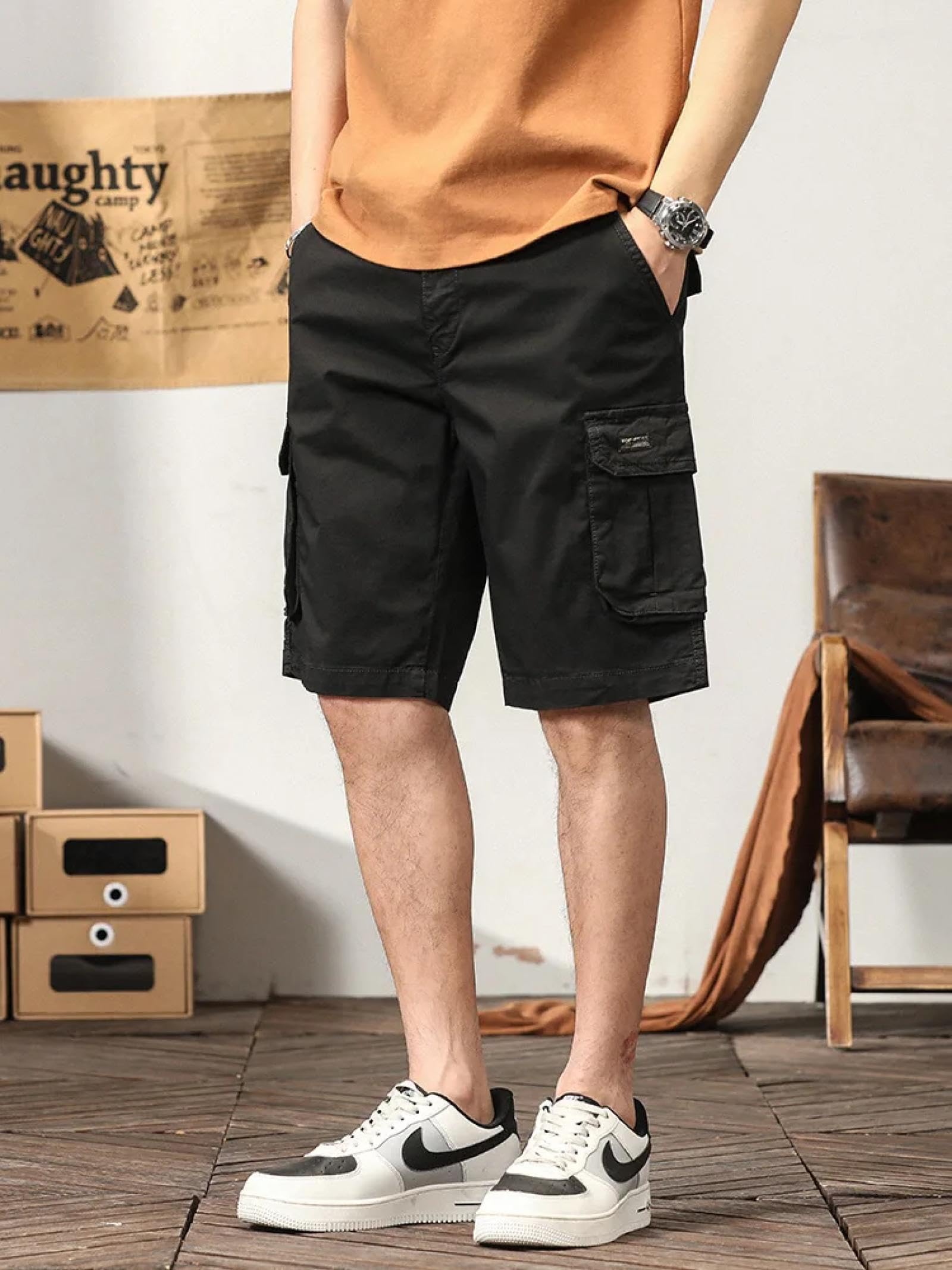 Pantaloncini Uomo Cargo Tasche Activewear All'aperto Corsa Casual Estate Uomo Pantaloncini Cargo