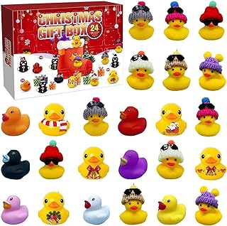 2023 Christmas Rubber Duck Advent Calendar,24 Days Christmas Countdown Calendar For Kids,24 Rubber Ducks Bath Toys,Christmas Rubber Ducks Advent Calendar,Christmas Countdown Toys Gifts (A)