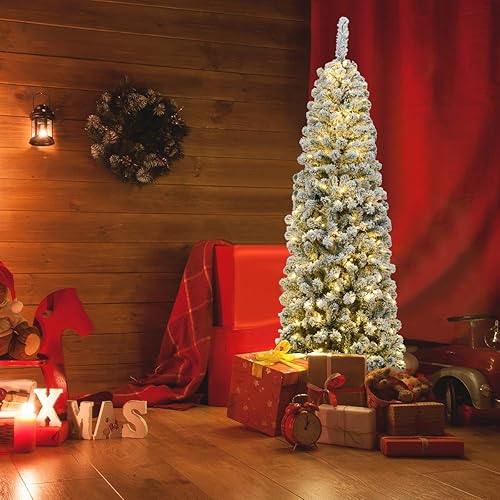 Miniatura 185 de Goplus - Árbol de Navidad artificial cónico de 6 pies, 340 puntas de rama, agujas de cloruro de polivinilo premium, delgado con soporte de metal