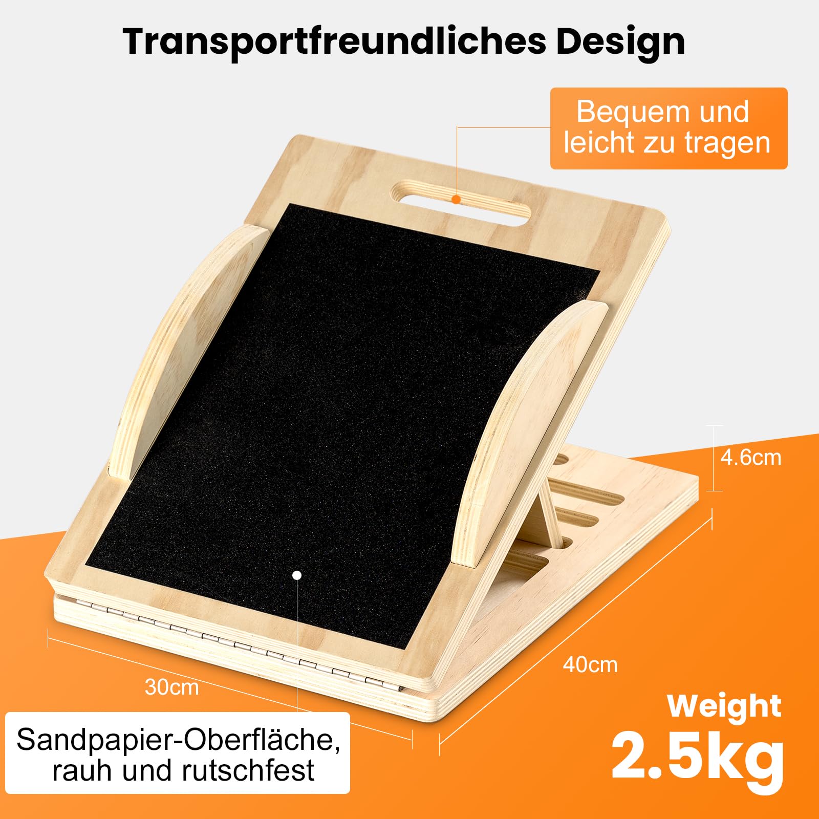 2 in 1 Wadendehner Schrägbrett Balance Board erwachsene aus Holz Gleichgewichtstrainer balanceboards klappbares Slant Board mit Tragegriff