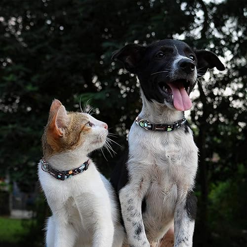 Miniatura 115 de Roses&Poetry Collares para perros medianos, con estampado de leopardo, collar ajustable de nailon para mascotas, duradero y reflectante para perros