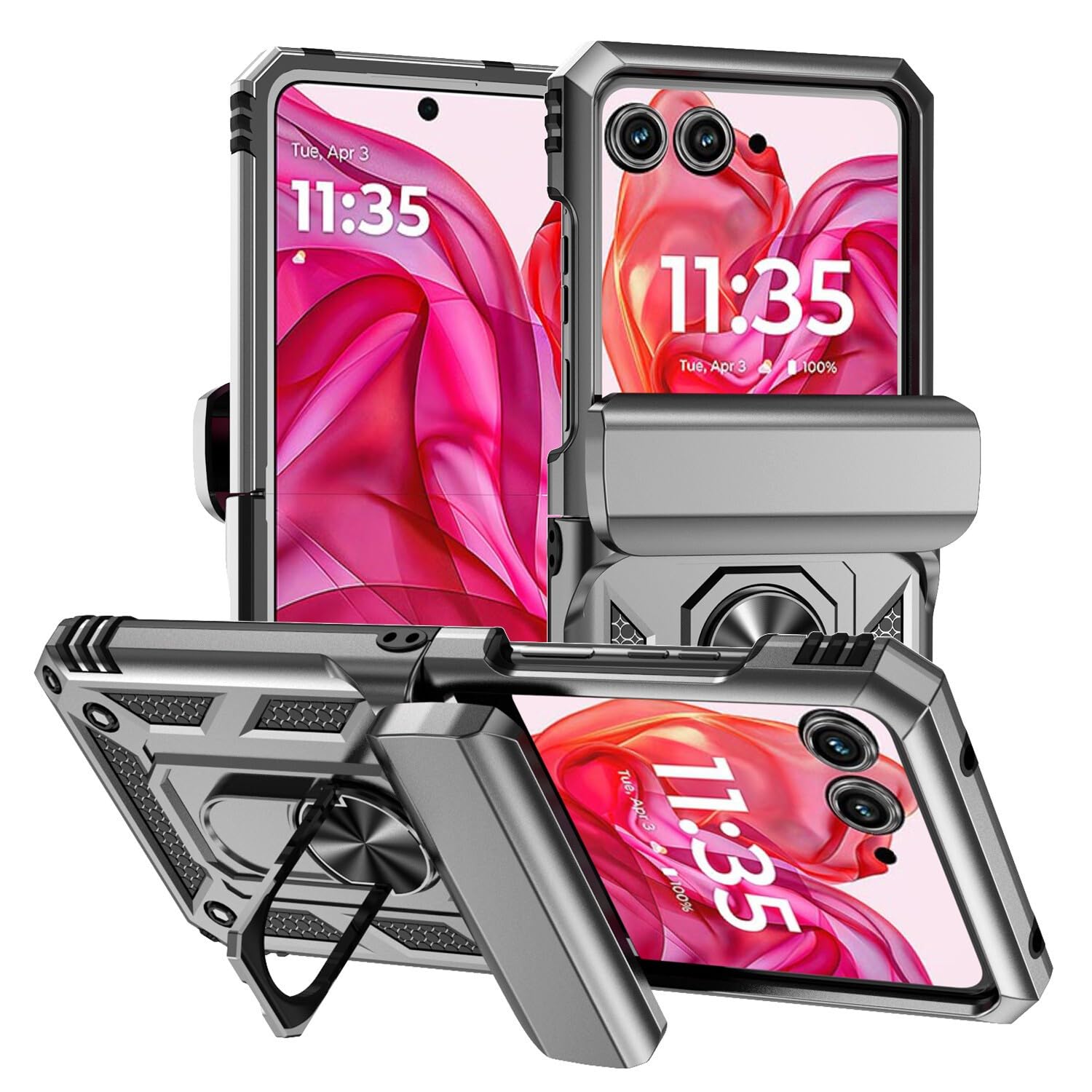 Coque antichoc Motorola Razr 2025 avec bague de support et protection rigide argent