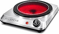 Vista 9 de OVENTE Quemador individual infrarrojo para encimera, placa eléctrica de 1000 W con placa de cocina de vidrio cerámico de 7.5 pulgadas, ajuste