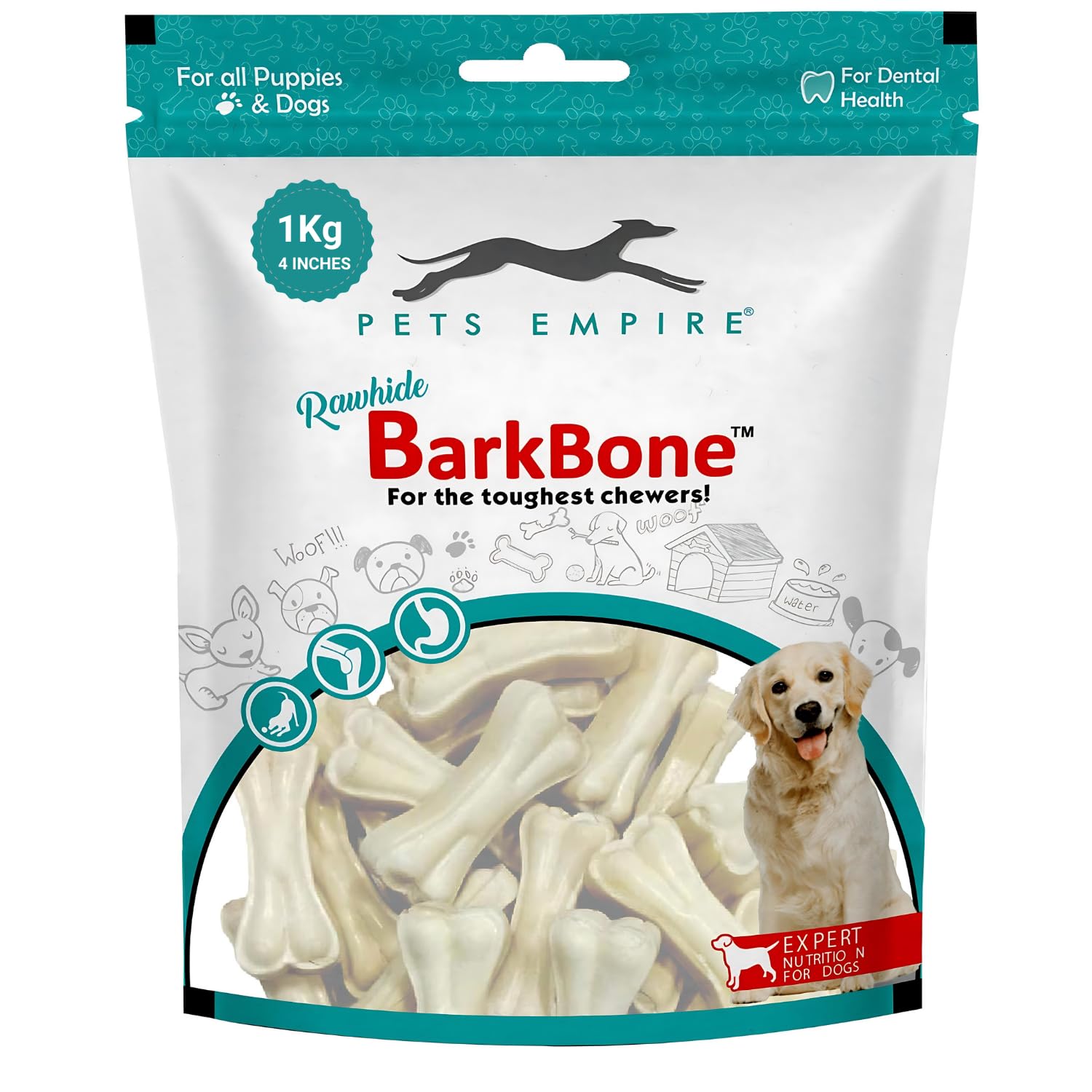 Pets Empire Rawhide Bones for Dogs 4 Inches (1kg) | Rawhide Pressed Chew Stick Young Adult Dog Treat & Dog Food | Dog Treats for All Breed Sizes Dogs (B0B7WNPKKK) Amazon Price History, Amazon Price Tracker