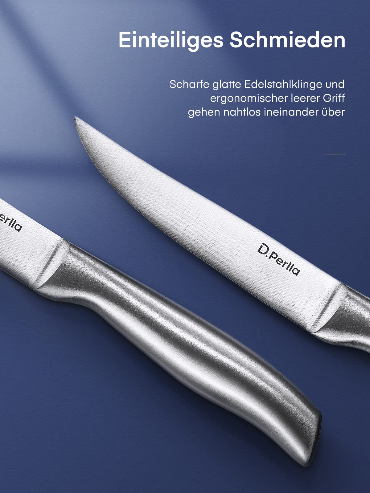 D.Perlla Cuchillo para Carne 8 Piezas, Juego de Cuchillos para Carne de Hoja Fija Extra Afilada, Cuchillo Profesional para Carne de Hoja Fija para Mesa de Cocina, 23.1cm