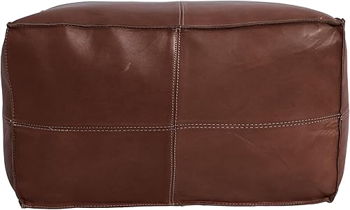 Miniatura 98 de Marrakesh Gallery Funda otomana de cuero - Puf cuadrado marroquí, sala de estar, dormitorio otomano Marrón,Beige Bronceado,Azul,Marrón (Dark