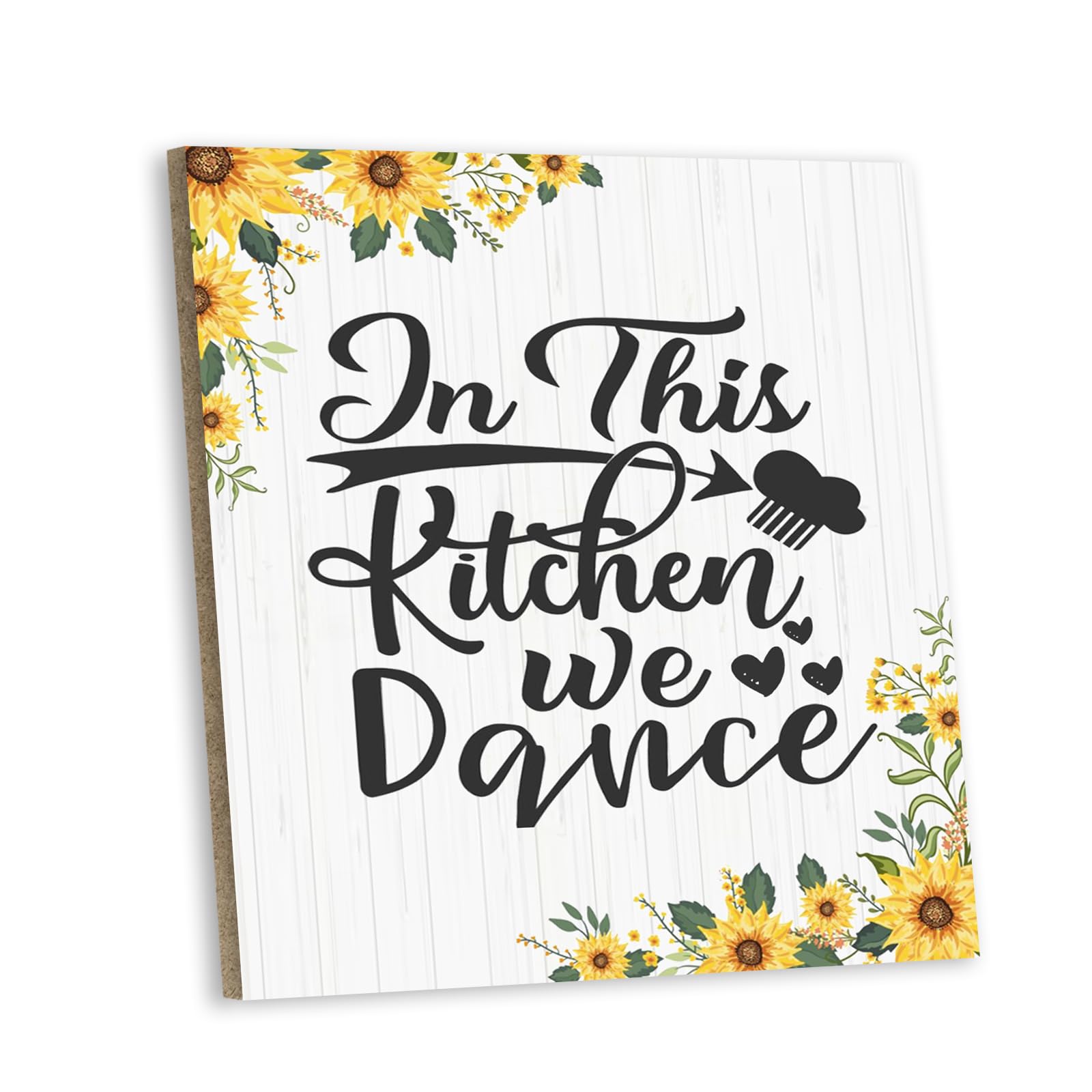 Horienteeon Kitchen Rules Signs Wall Decor In This Kitchen We Dance Wall Decor Kitchen Decorations Kitchen Desk Decor Sign,Hanging Standing For Home Kitchen Bar Shelf Table 8 x 8 Inch