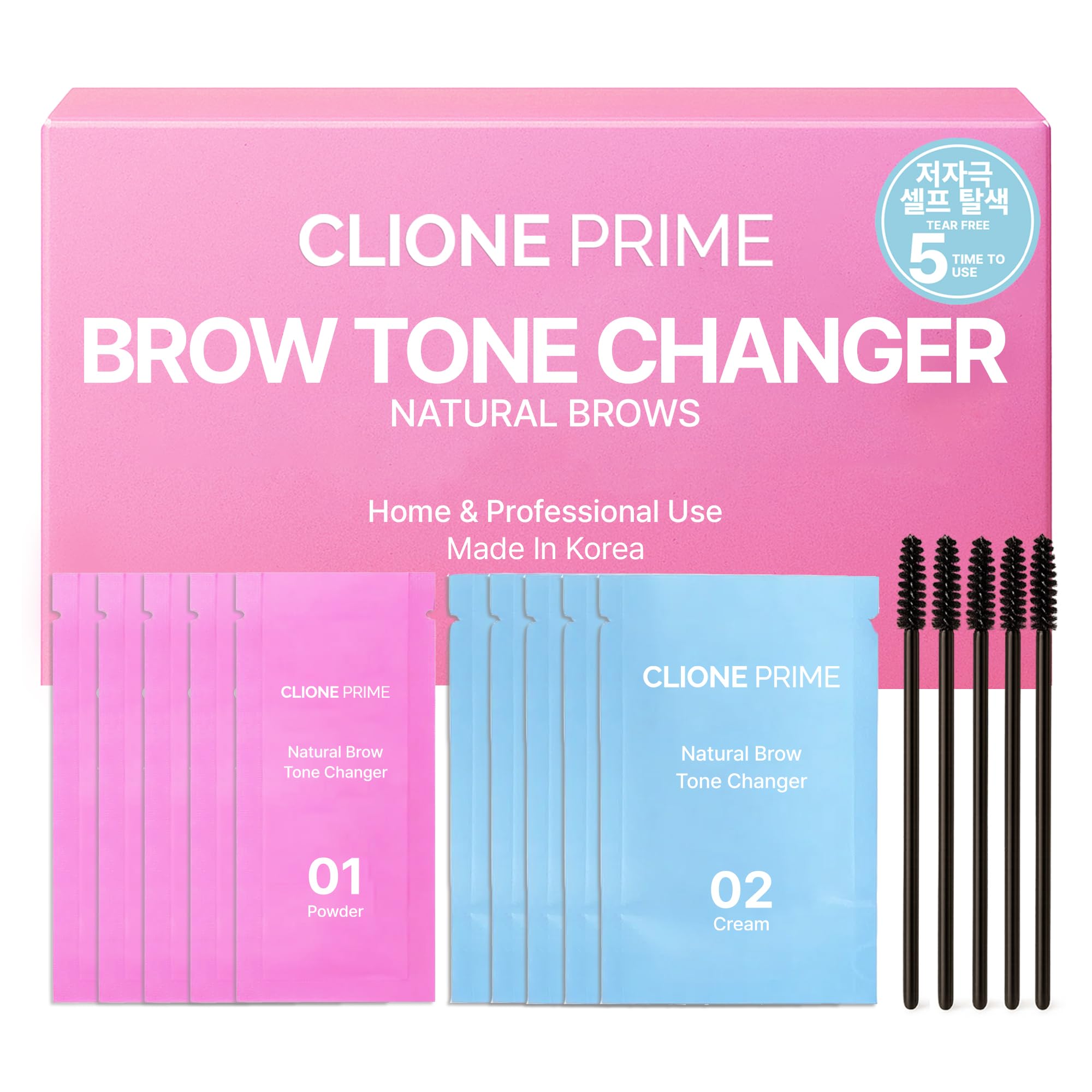 Korean Brow Tone Changer – Brow Bleach Kit Gentle Lightening Formula for Soft, Natural Look, Easy At Home Application, Quick Results in 5 Minutes, 5 Applications