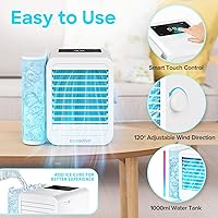 Vista 6 de Coosolvo Portable Air Conditioner, Personal Air Cooler with Quiet Multi-Speed Cooling Fan, Evaporative Mini Cooler with 1000ml Water Tank, Mini AC