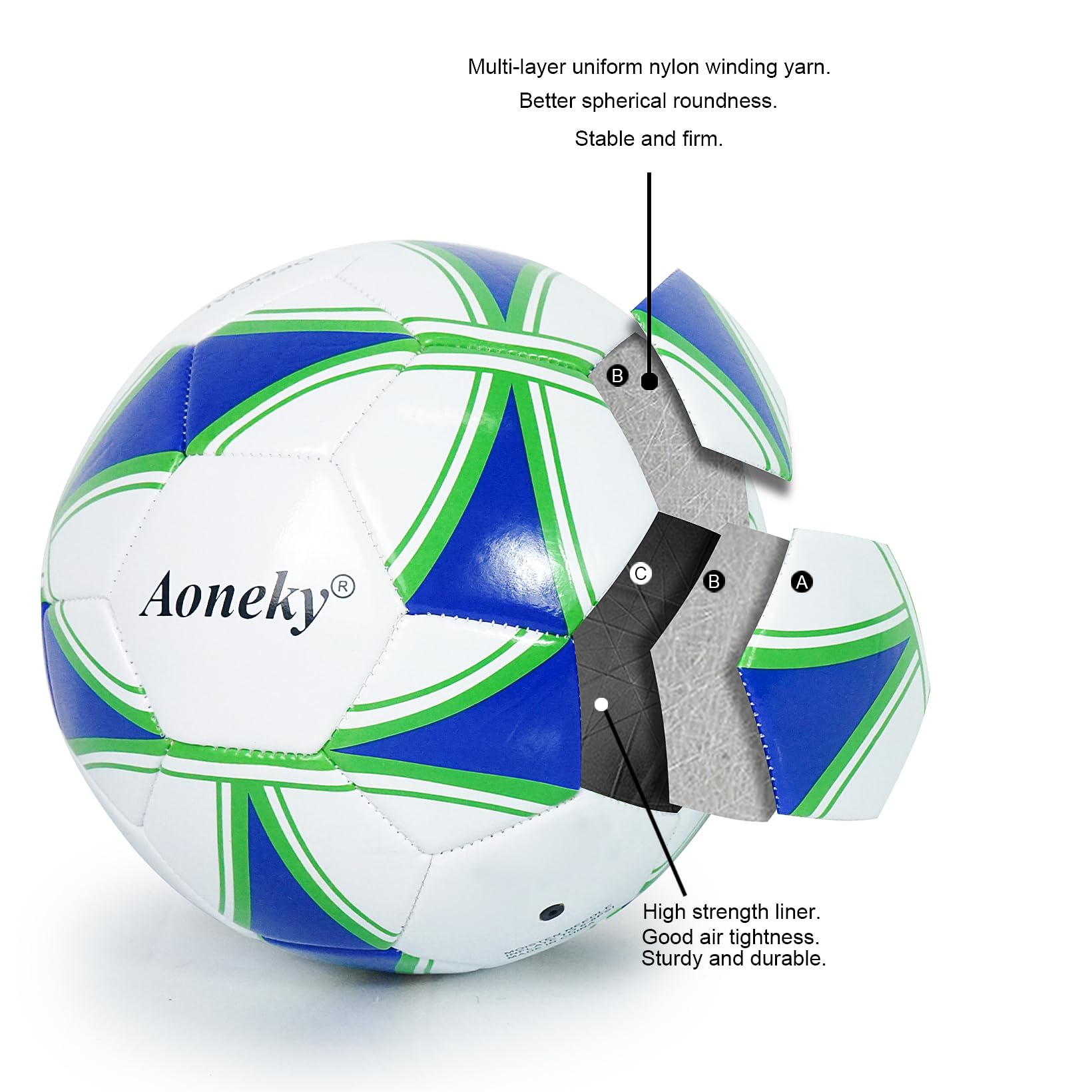 Aoneky Trainingsfußball, Größe 5, Einzel- oder 6er-Pack, mit Pumpe