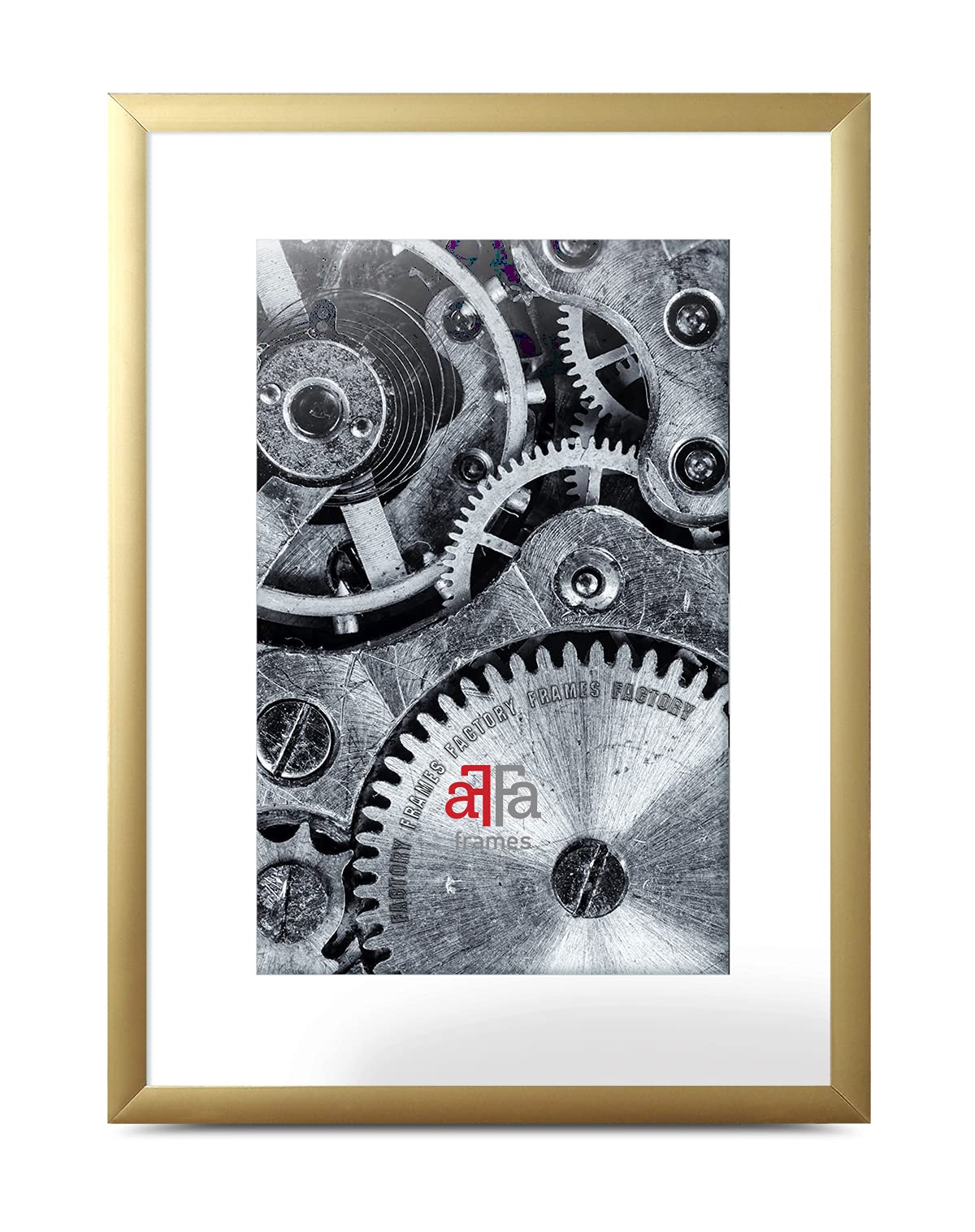 aFFa frames, Aluminium Picture Frame, Easy-Care, Rectangular, with Acrylic Glass Front, Matte Gold, 18 x 24 cm