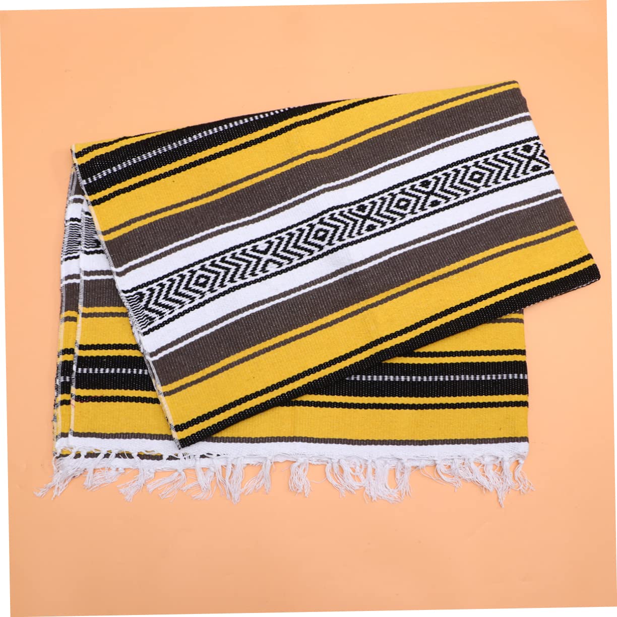 Mipcase Almohadilla Tejida para Yoga Manta Mexicana De Mezcla De Algodón Manta De Sofá para Dormitorio Amarilla