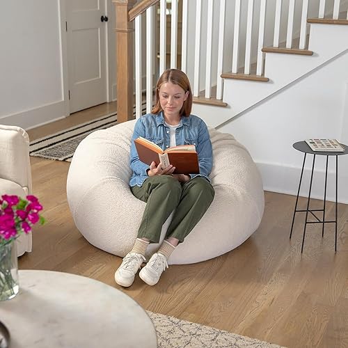 Miniatura 8 de Flash Furniture Puf de gran tamaño para niños y adultos, juego de 1, sherpa natural