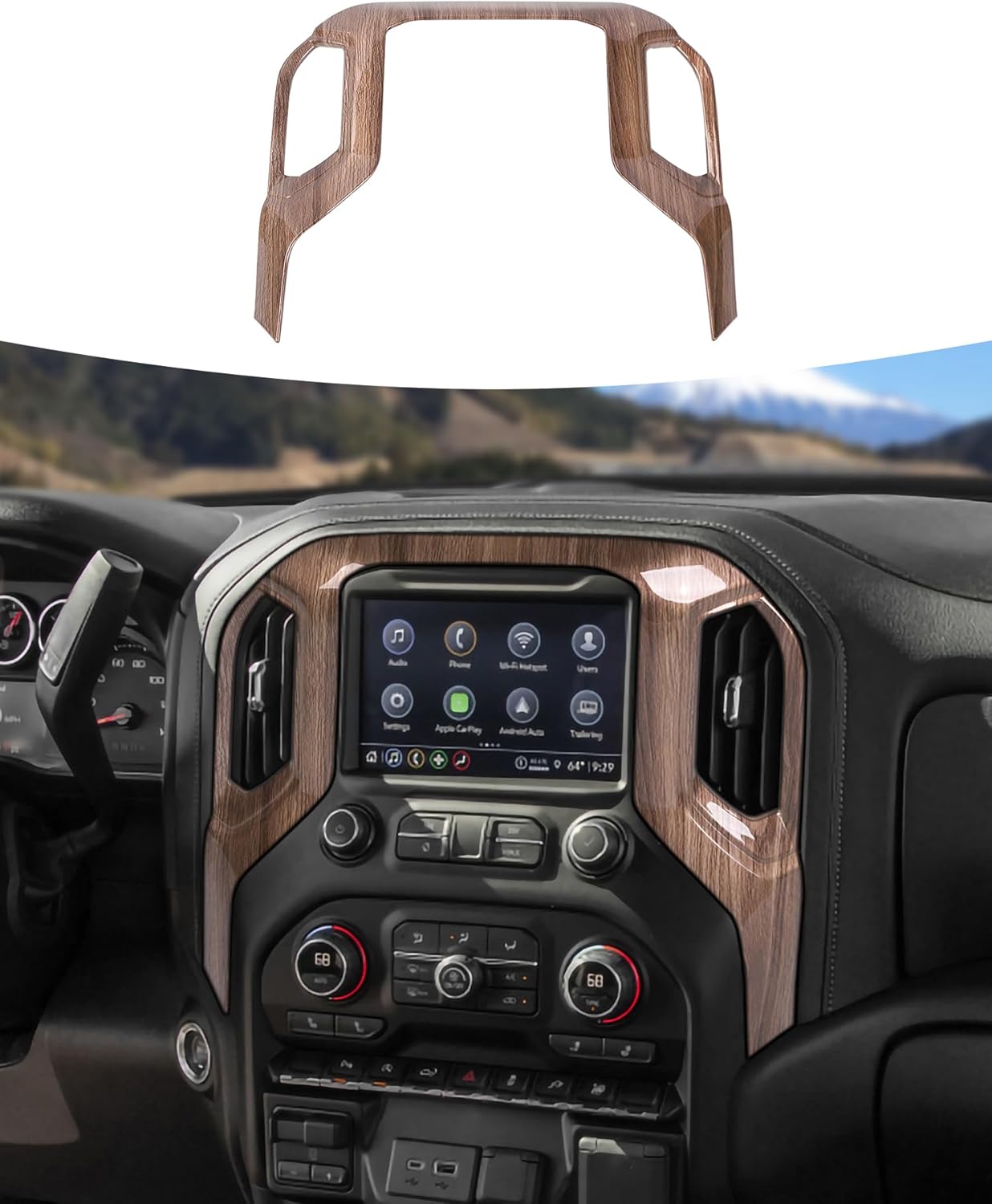 Center Console Navigation GPS Panel Trim Cover Decoration Interior Accessories Compatible with Chevrolet Silverado 2019-2021,for GMC Sierra 2019-202
