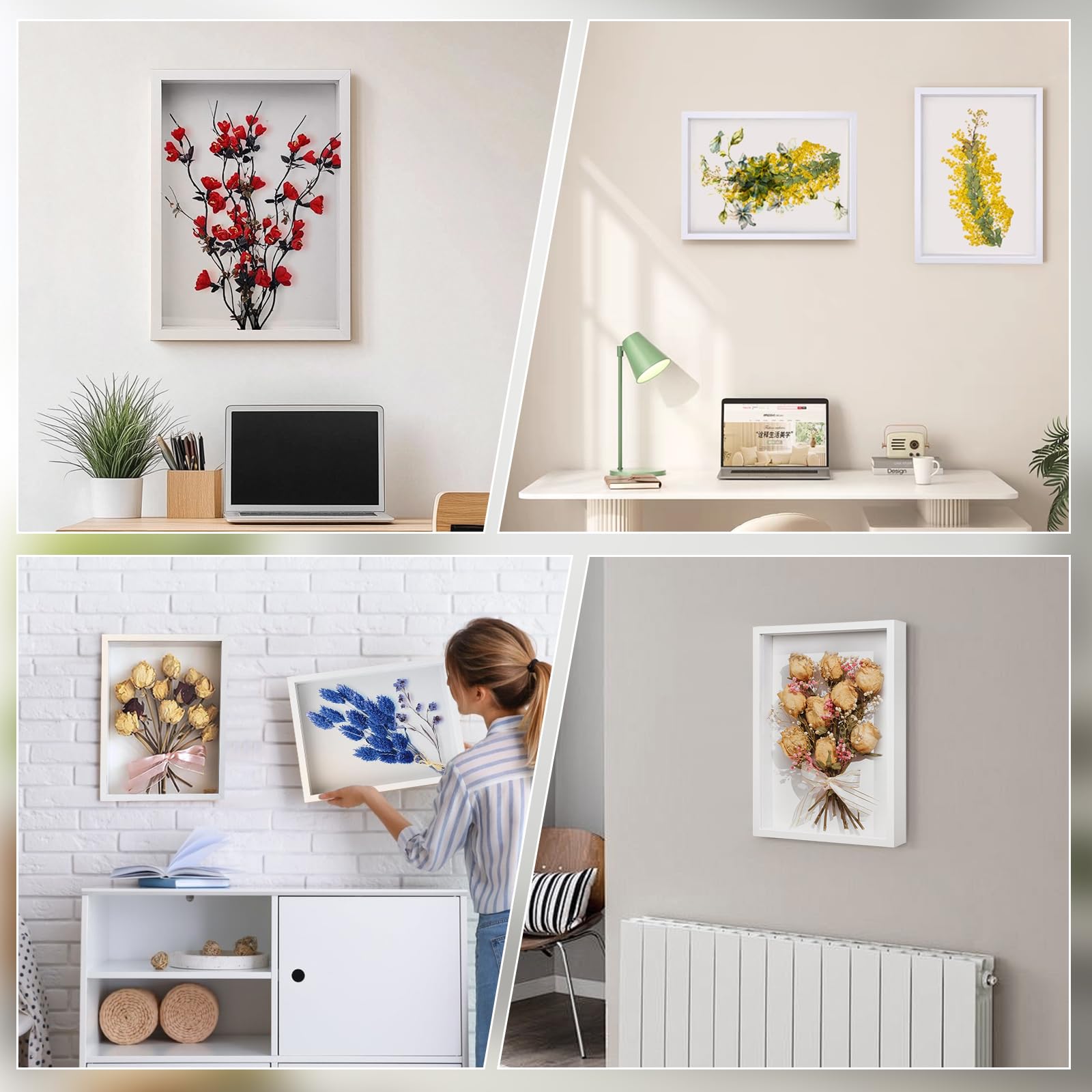 Cornice Profonda In Legno 3D Riempibile – Per Bouquet, Medaglie, Foto E Fiori Secchi, Da Parete O Scrivania