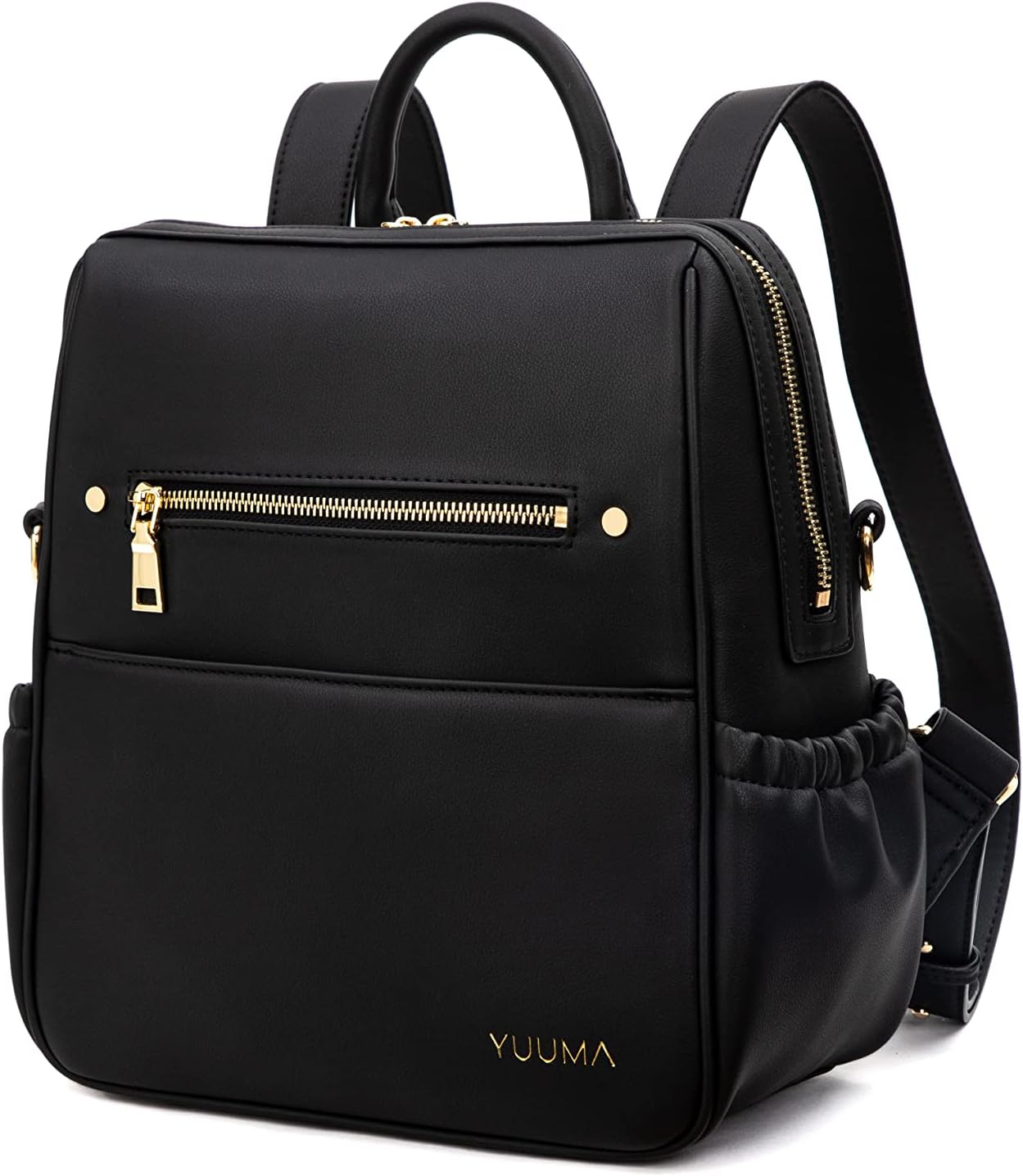 YUUMA Mini Diaper Bag Backpack | Women & Moms | Small Vegan Leather Backpack Purse | Lightweight & Compact (Onyx) - Image 2
