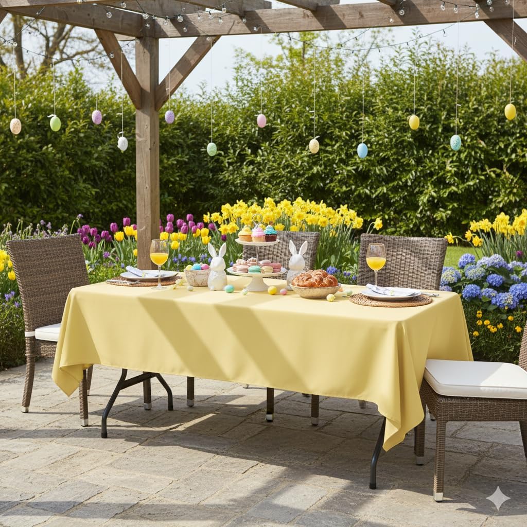 YOUR CHAIR COVERS - Pack of 2 60 x 126 inch Rectangular Polyester Tablecloth - Pastel Yellow, Premium Seamless Wedding Table Cloth for 8 ft Rectangle Tables, Ideal for Wedding and Other Events