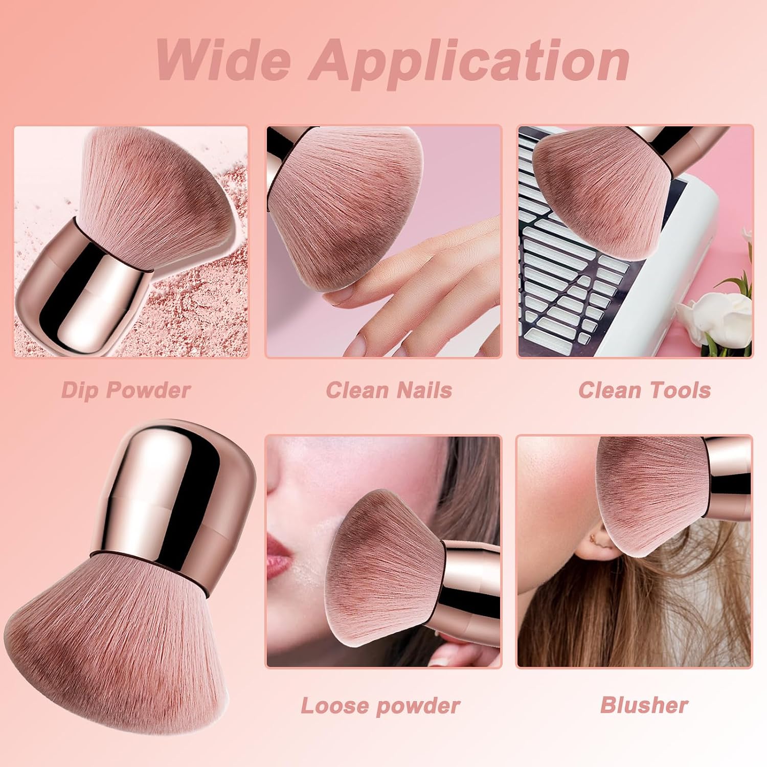 Nail Art Dust Powder Remover Brush Soft Nail Dust Cleaner Brush Makeup Manicure Brushes for Acrylic Nail Art Clean Up Tools 1 Pack