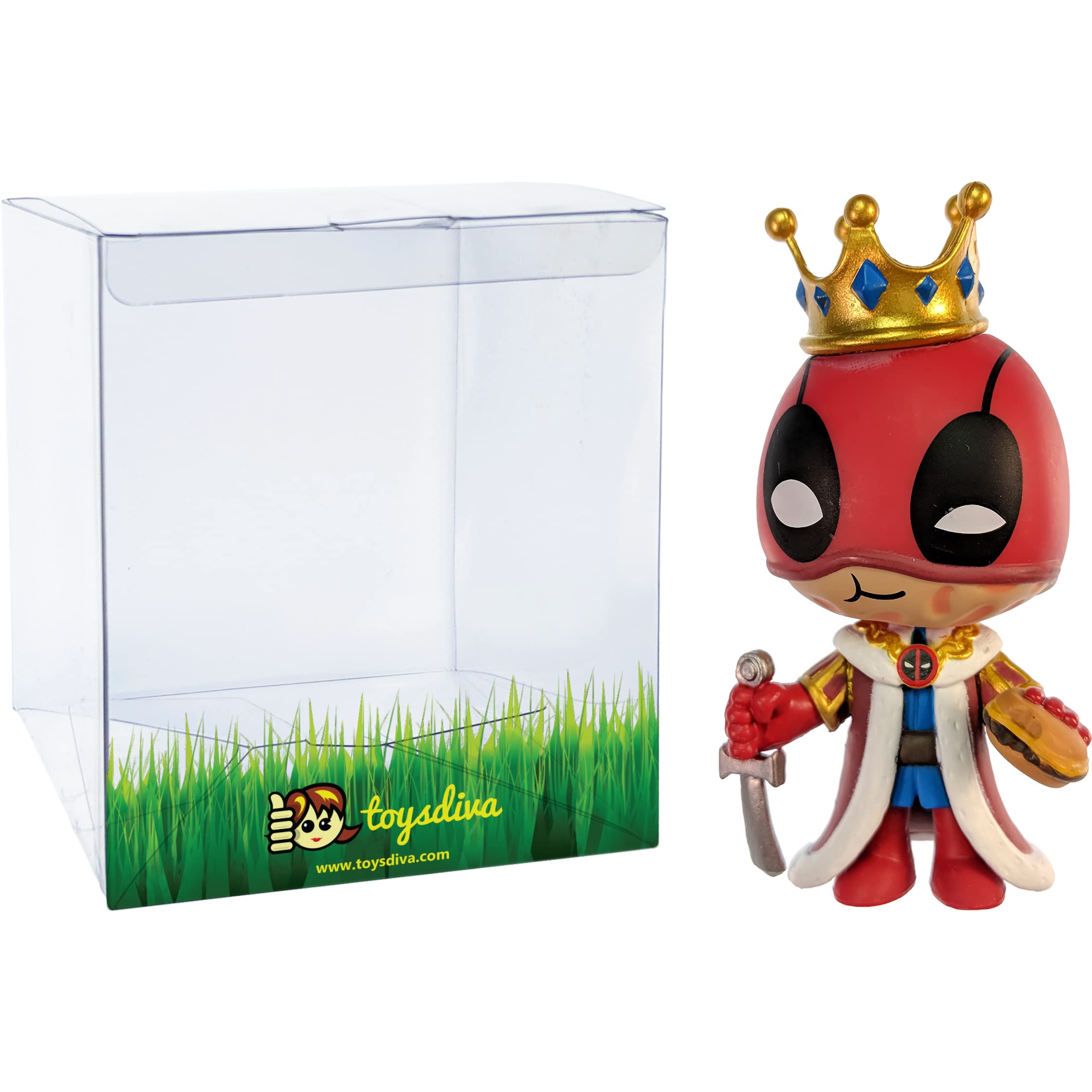 Deadpo o l King of B u r g e r : 3.2in Mystery Minis Vinyl Figurine Bundle with 1 Compatible 'ToysDiva' Graphic Protector [Uncommon] (30975 / F)